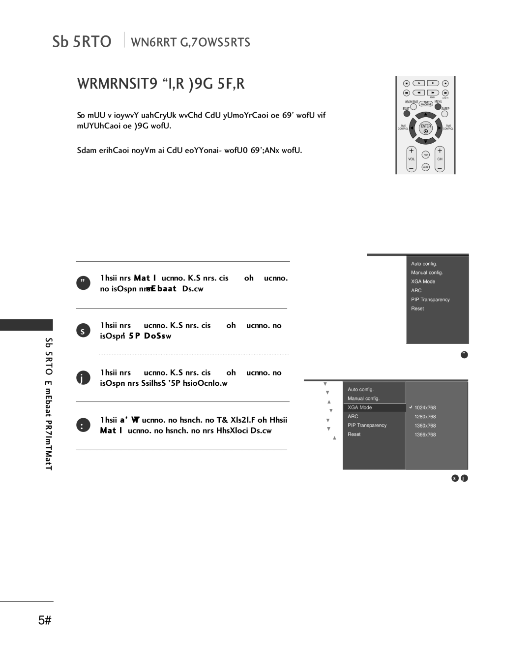 LG Electronics 37LC2RR, 42LC2RR owner manual Selecting Wide XGA Mode, To select the Screen menu, Select XGA mode 