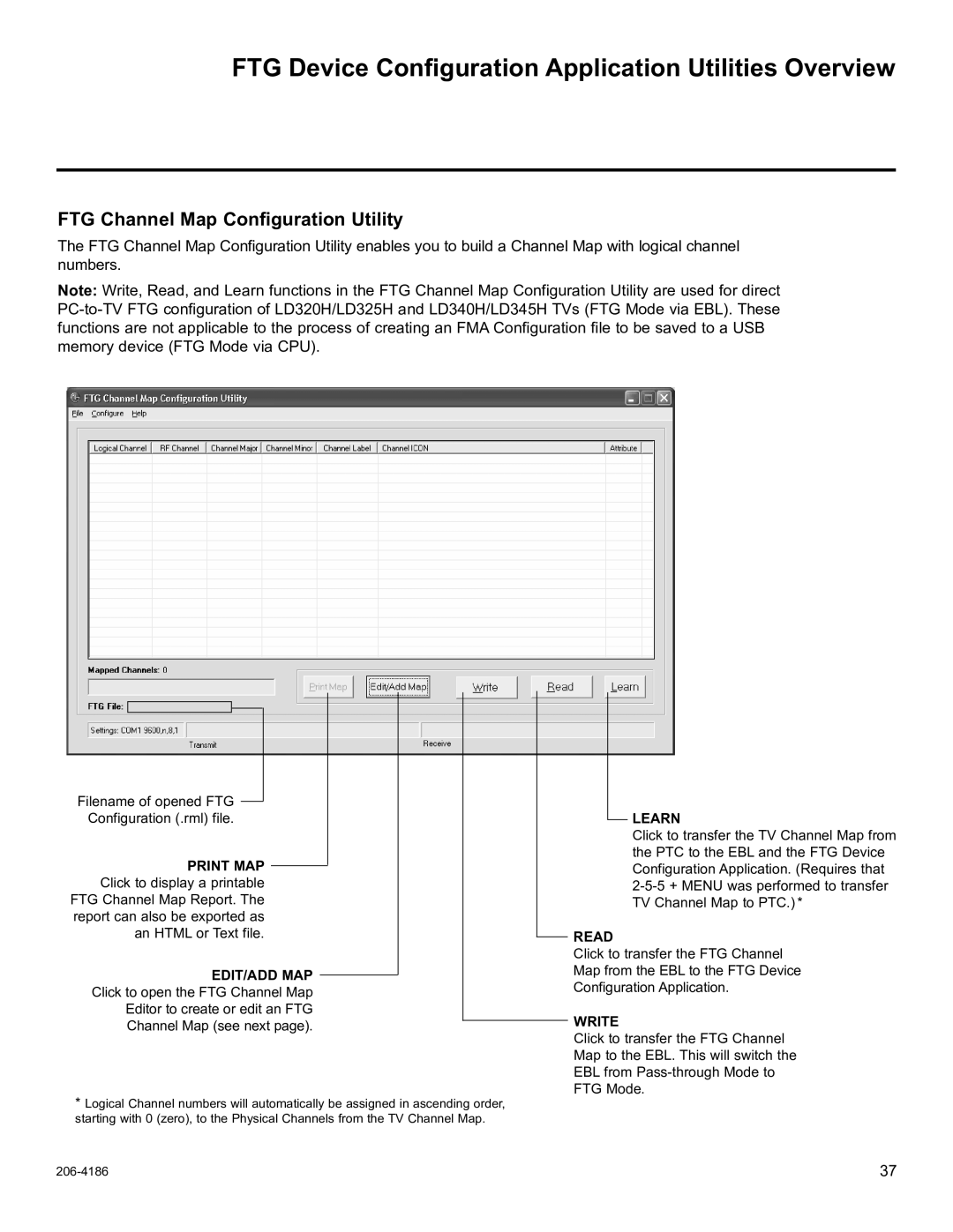 LG Electronics 26LD320H FTG Device Configuration Application Utilities Overview, FTG Channel Map Configuration Utility 