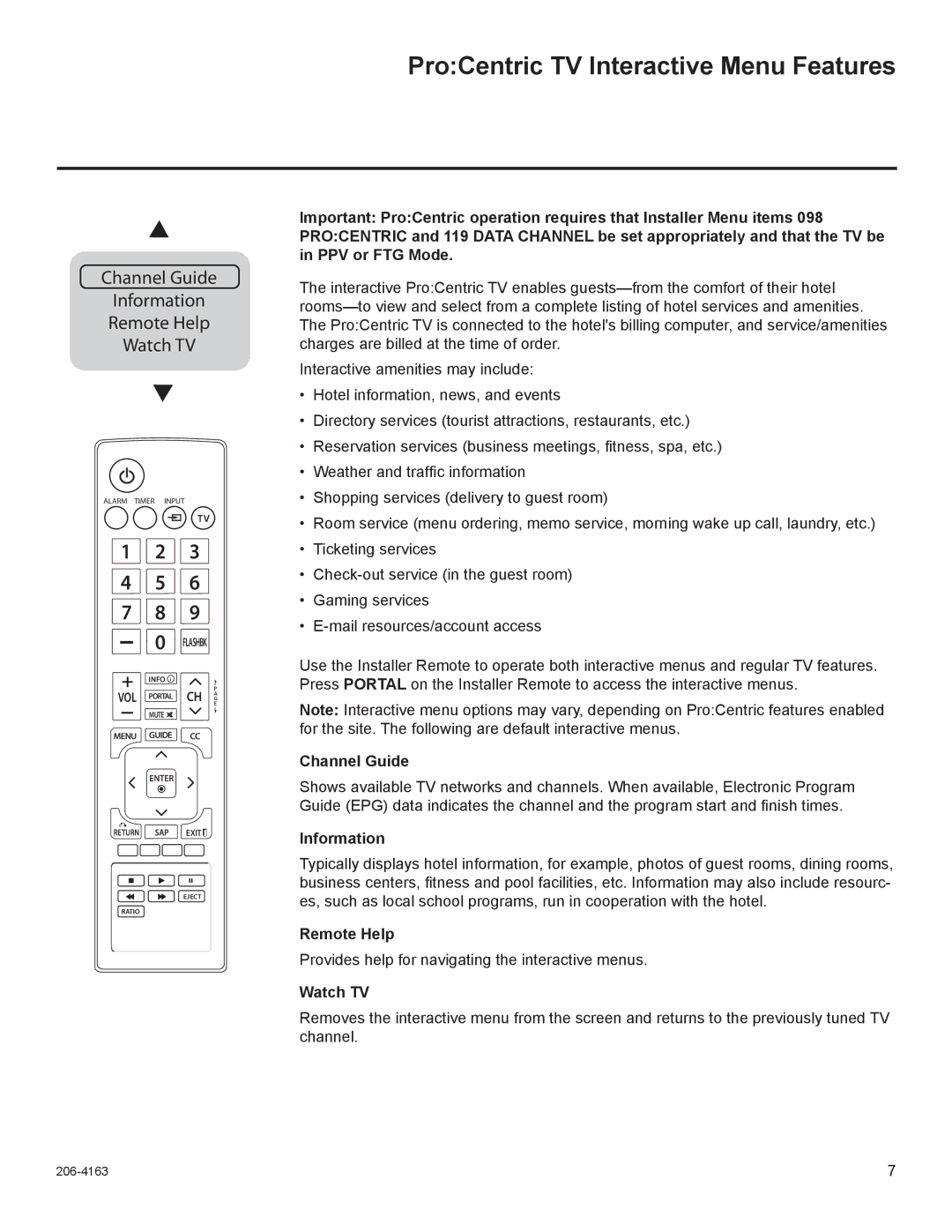 LG Electronics 32LD310H ProCentric TV Interactive Menu Features, Channel Guide, Information, Remote Help, Watch TV 