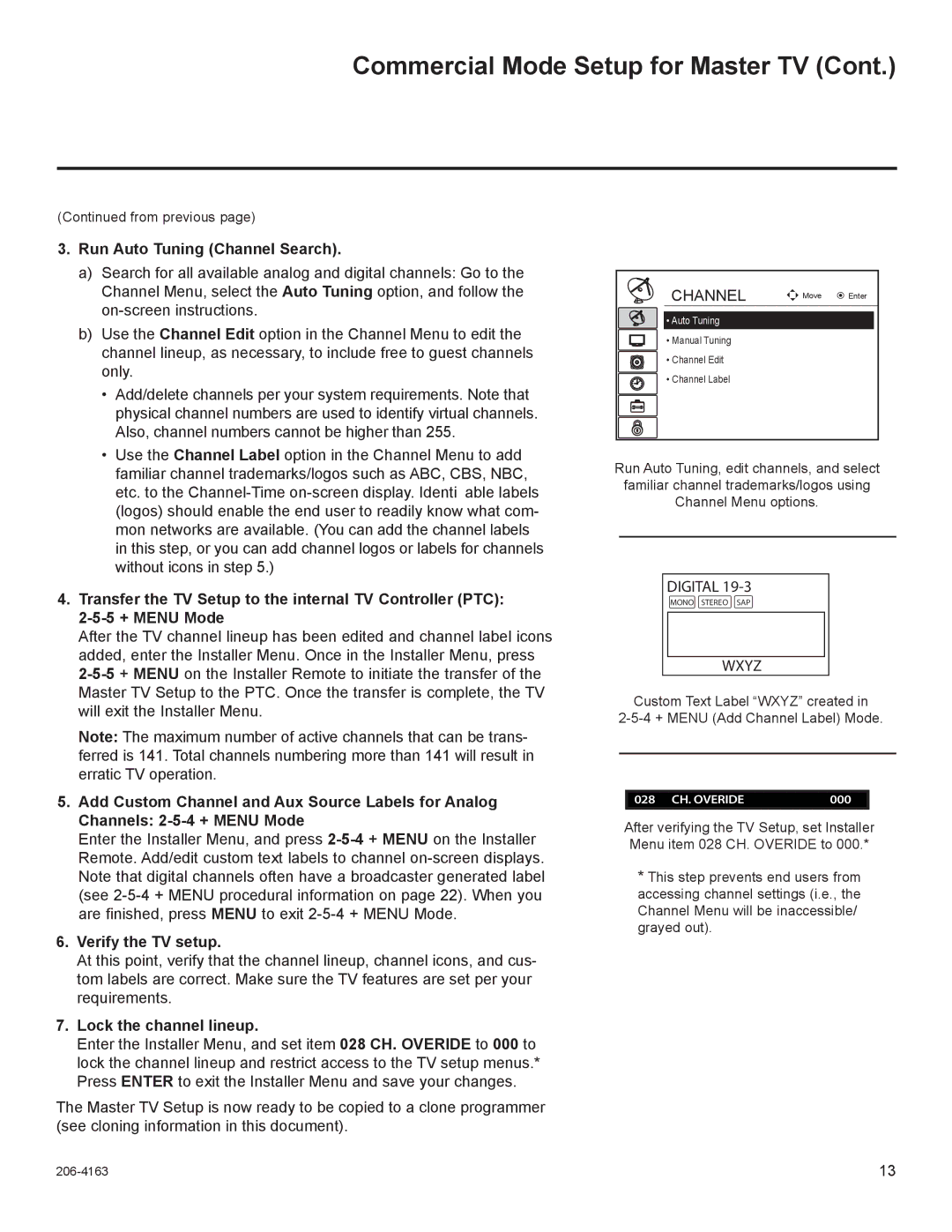 LG Electronics 37LD345H, 37LD340H, 37LD325H Run Auto Tuning Channel Search, Verify the TV setup, Lock the channel lineup 