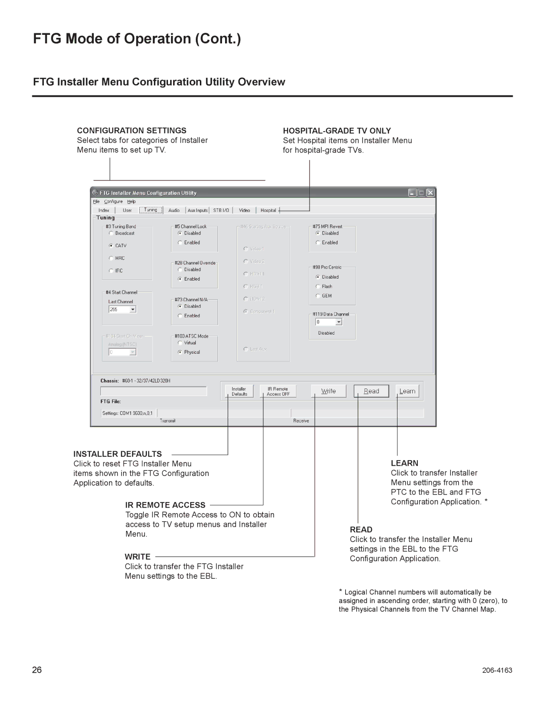 LG Electronics 37LD310H, 37LD340H, 37LD325H, 37LD345H FTG Installer Menu Conﬁguration Utility Overview, Installer Defaults 