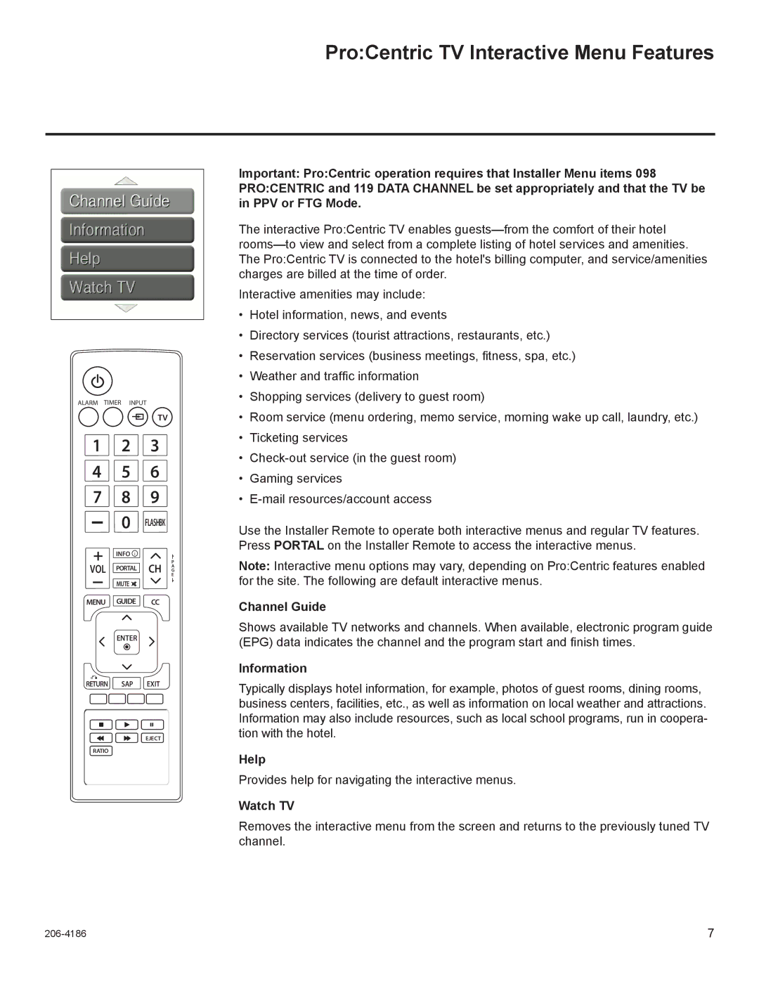 LG Electronics 26LD345H, 37LD340H, 37LD325H, 37LD345H, 42LD345H, 42LD340H ProCentric TV Interactive Menu Features, Help 