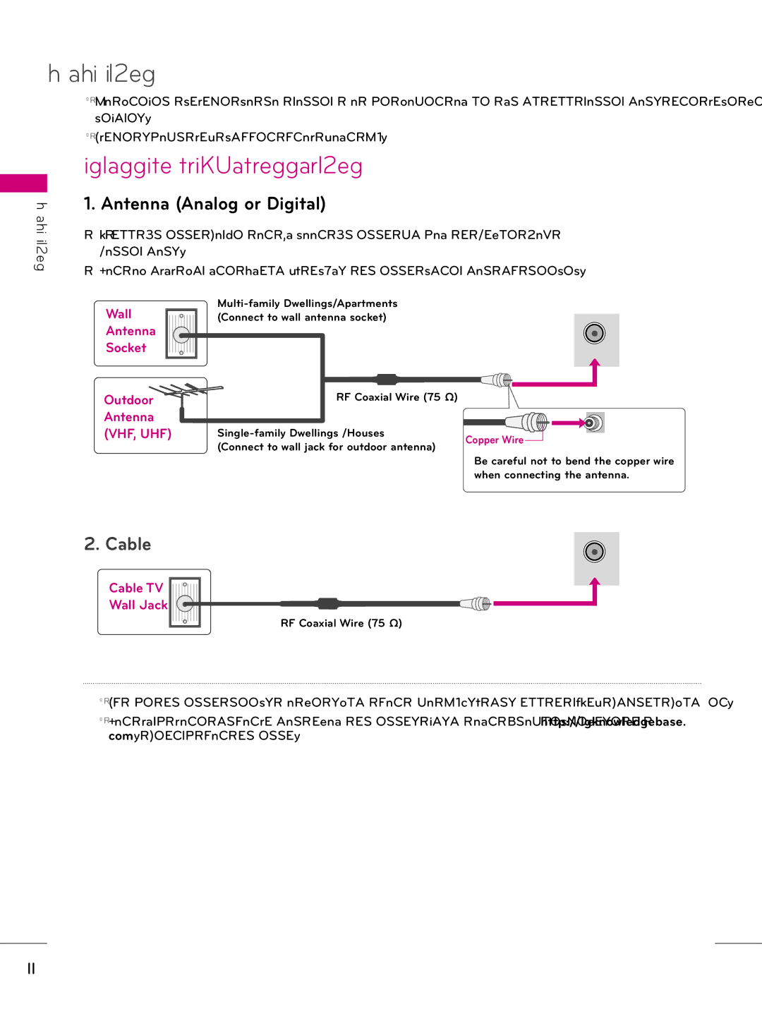 LG Electronics 32LD340H, 37LD340H, 37LD325H, 37LD345H, 42LD345H Antenna or Cable Connection, Antenna Analog or Digital 