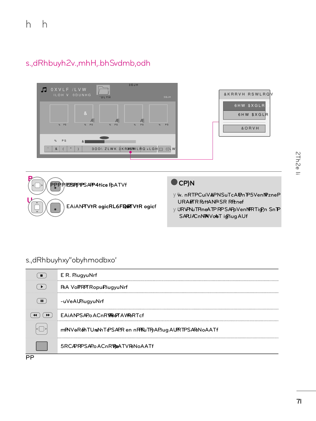 LG Electronics 37LD310H, 37LD340H Using the Music List Function, Show the Option menu, Select Set Audio Play or Set Audio 