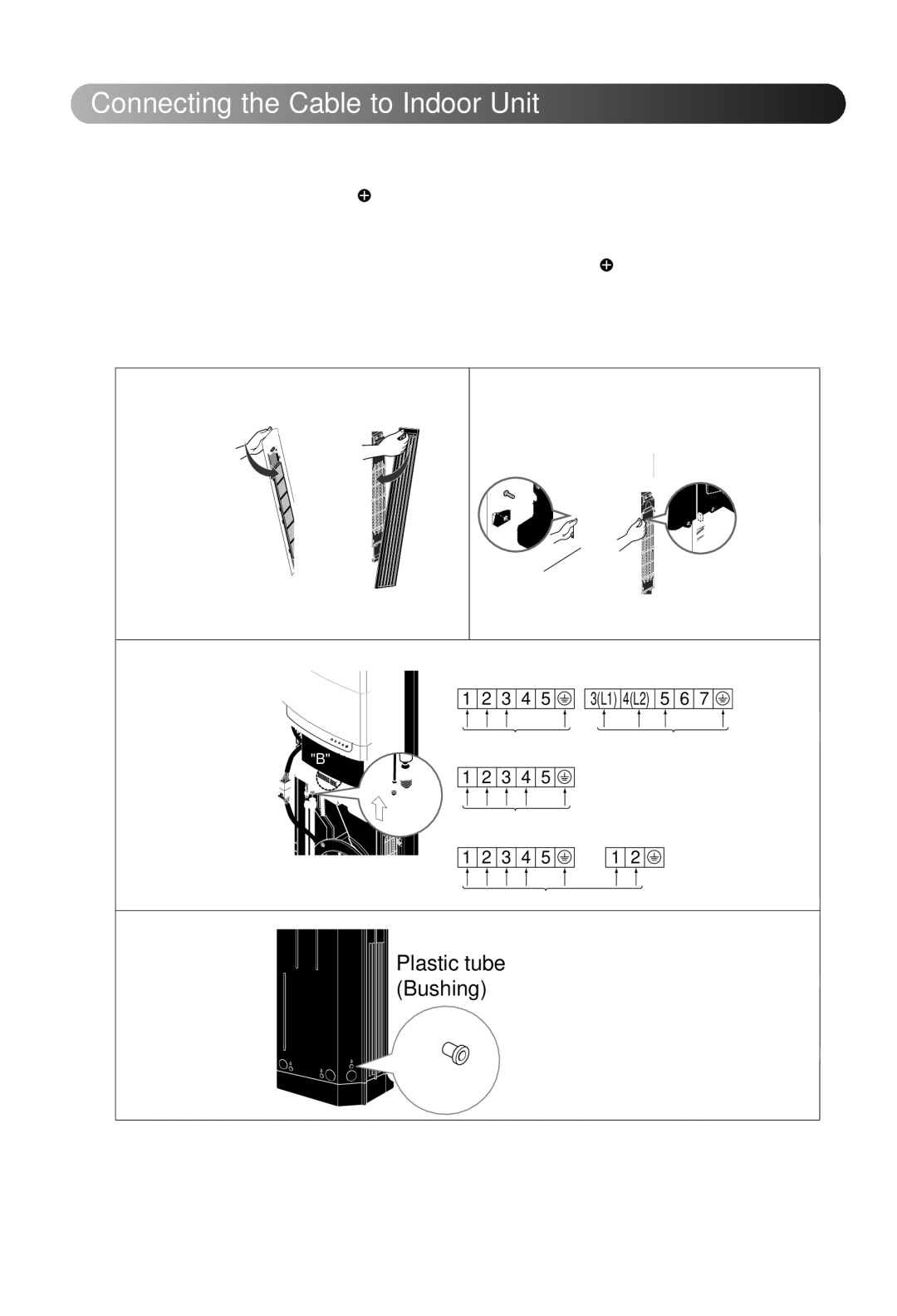 LG Electronics 3828A20025U manual Connecting the Cable to Indoor Unit, Wiring DetailsB 