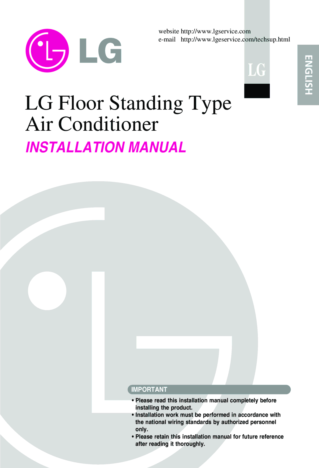 LG Electronics 3828A20025U manual LG Floor Standing Type Air Conditioner 