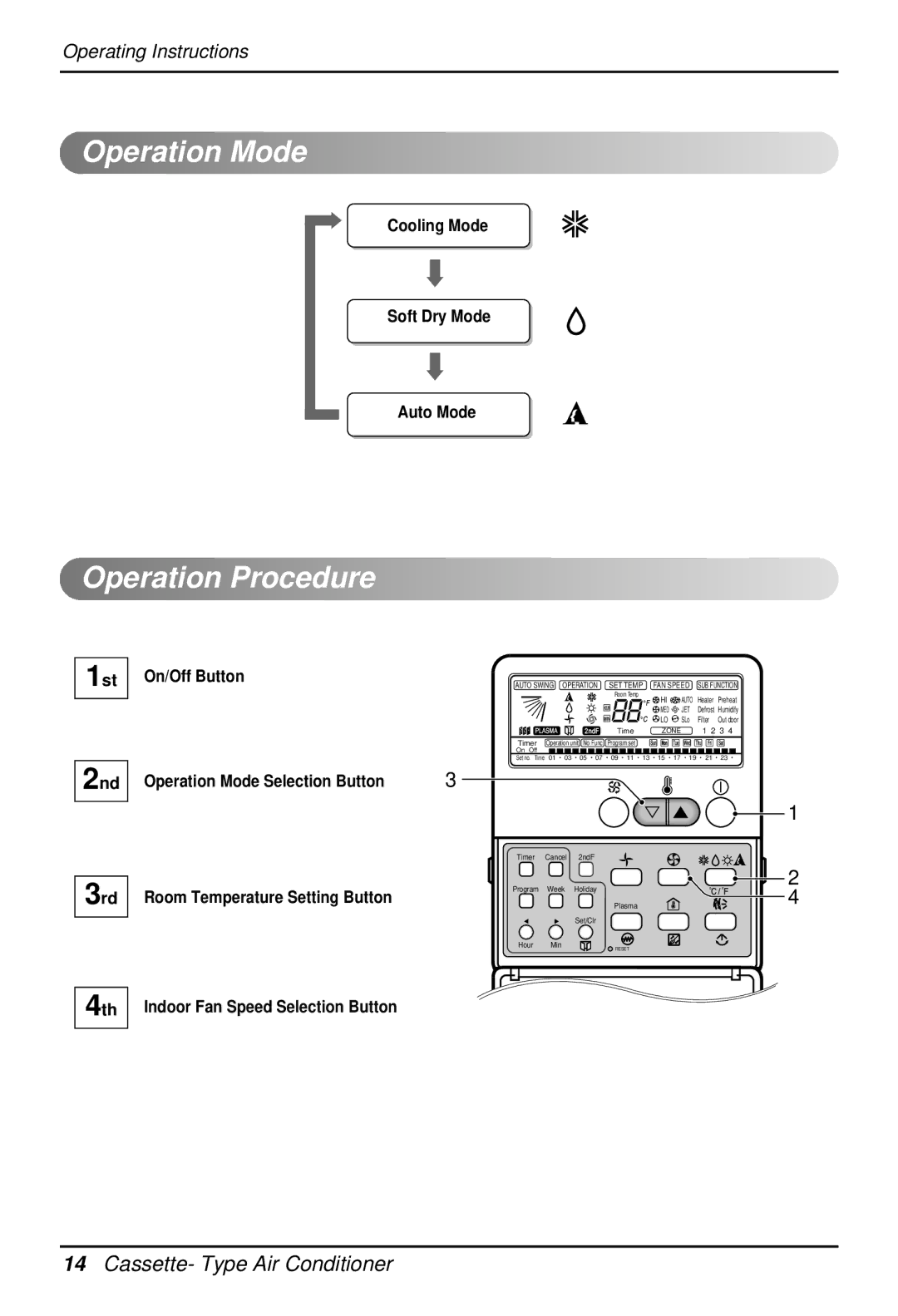 LG Electronics 3828A22005P owner manual Operation Mode, Operation Procedure 