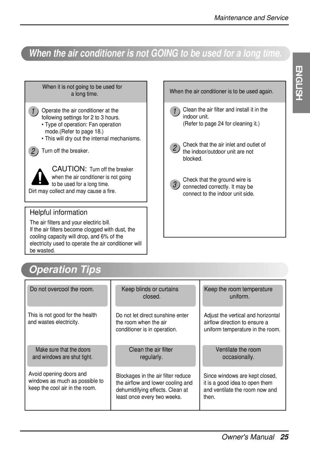 LG Electronics 3828A22005P owner manual Operation Tips 