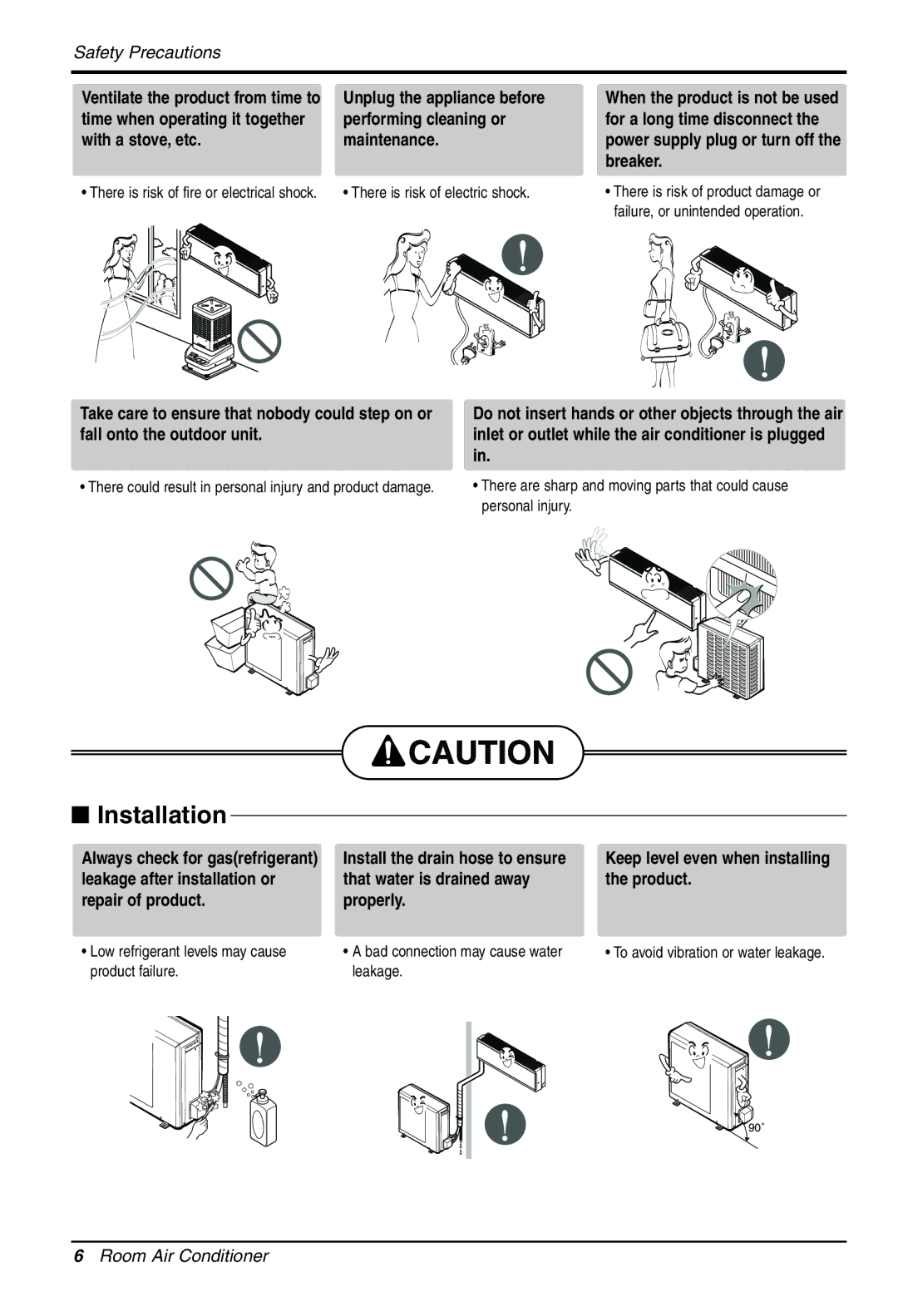 LG Electronics 3828A30087S Unplug the appliance before, Performing cleaning or, With a stove, etc Maintenance, Breaker 