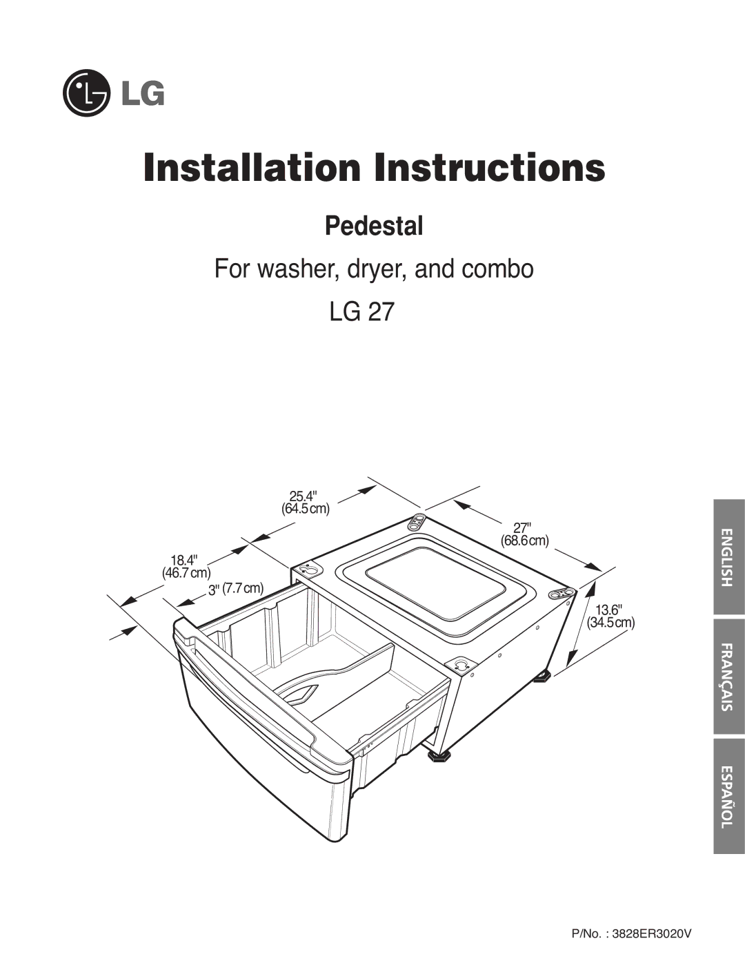 LG Electronics 3828ER3020V installation instructions Installation Instructions 