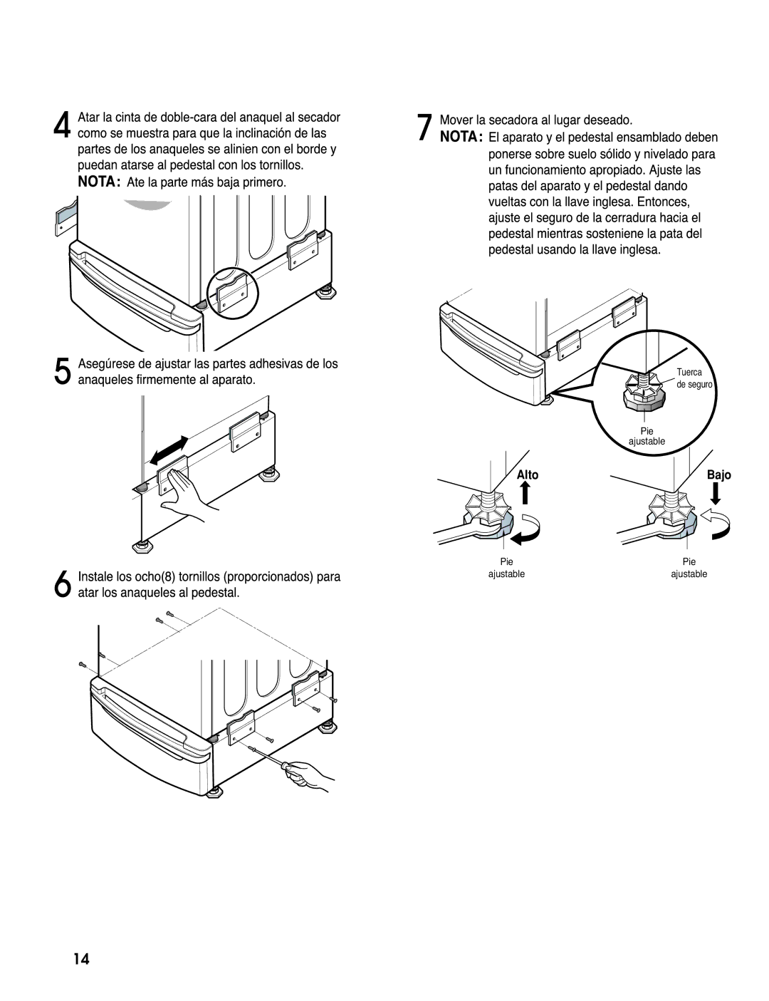 LG Electronics 3828ER3020V installation instructions Alto Bajo 