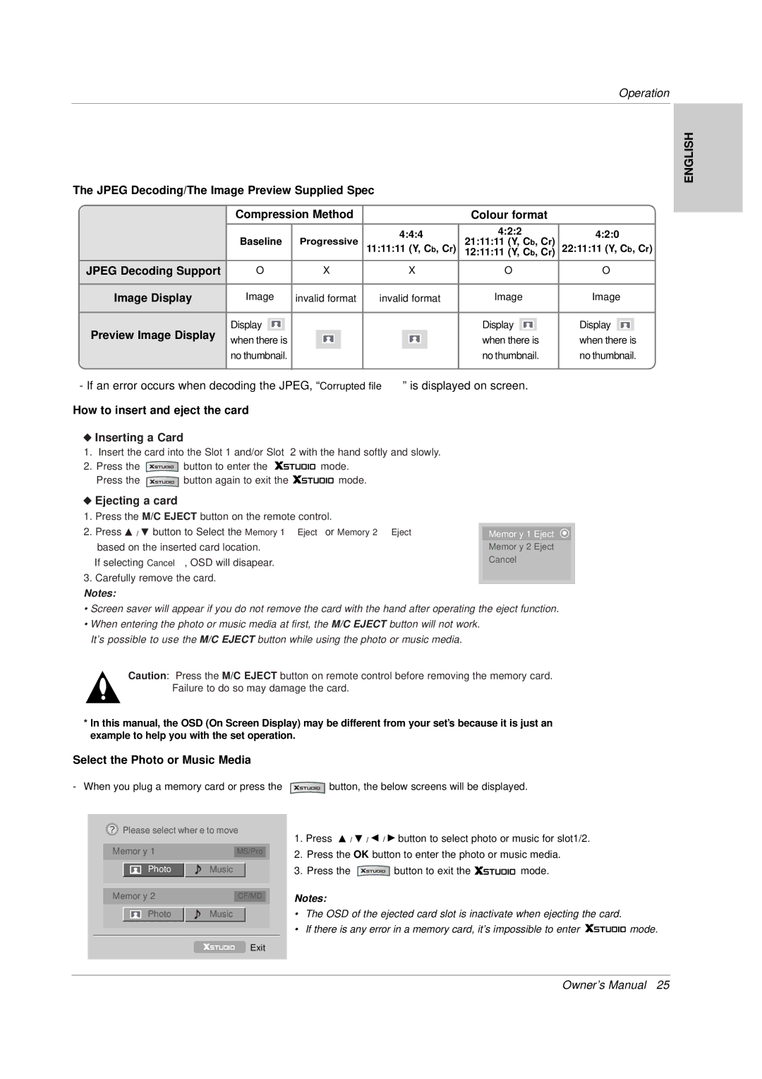 LG Electronics 141K TX), 3828VA0565M, MF056B Jpeg Decoding Support Image Display, Preview Image Display, Ejecting a card 