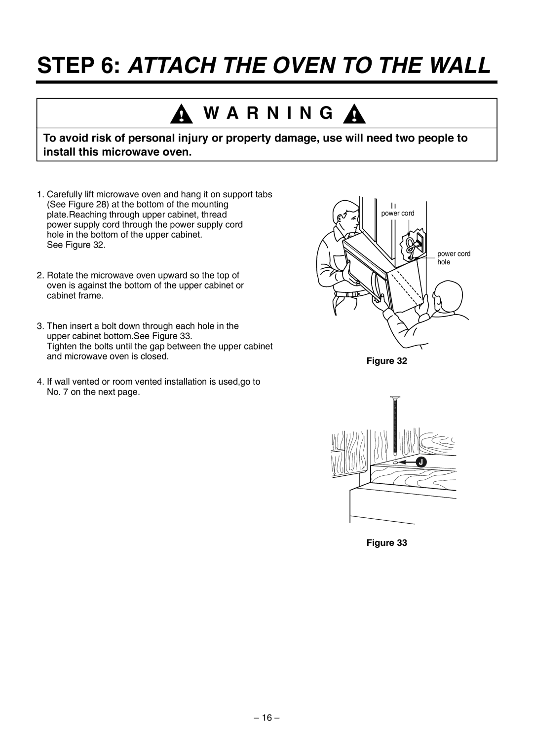 LG Electronics 3828W5U0492 installation instructions Attach the Oven to the Wall 