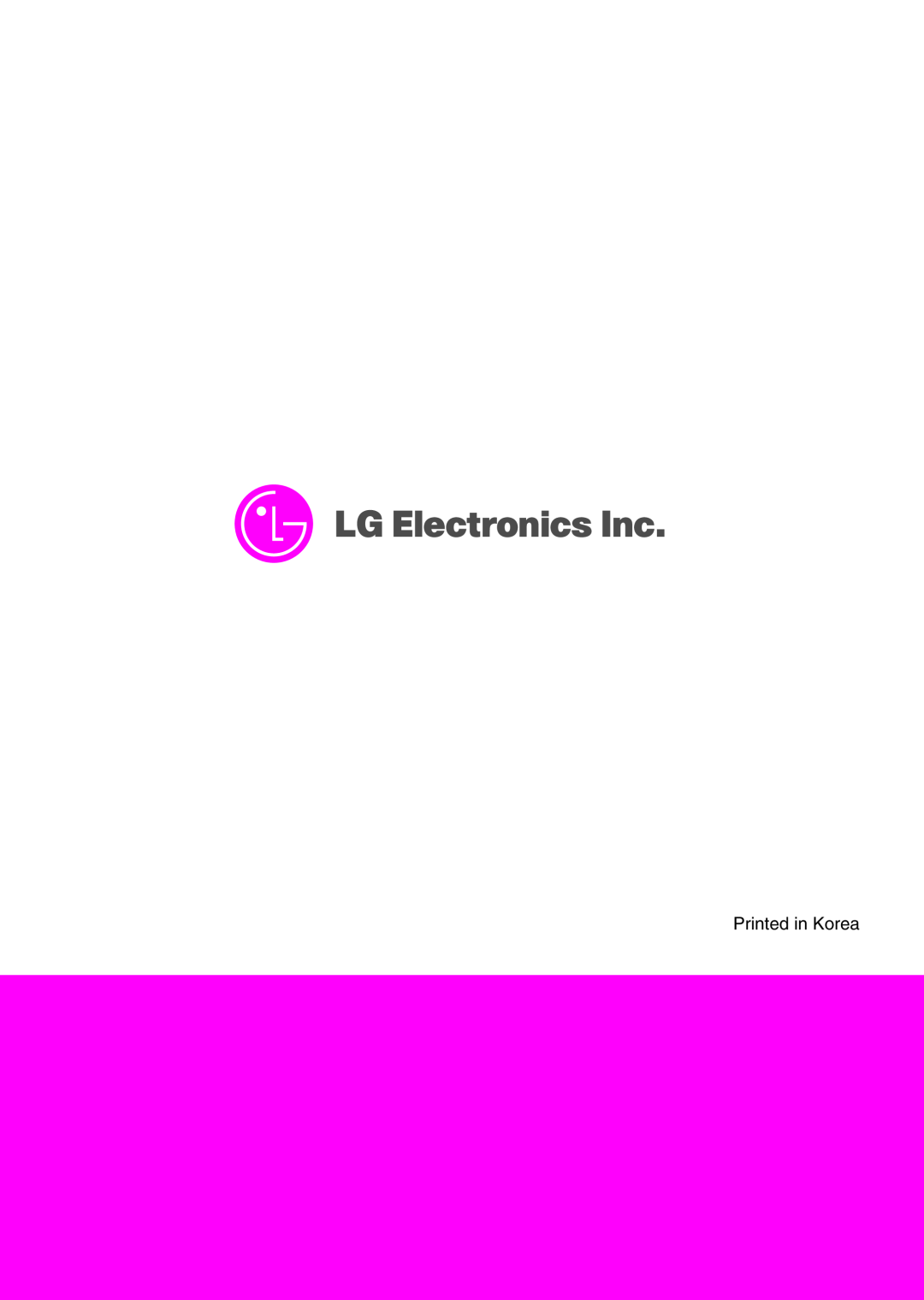 LG Electronics 3828W5U0492 installation instructions Printed in Korea 