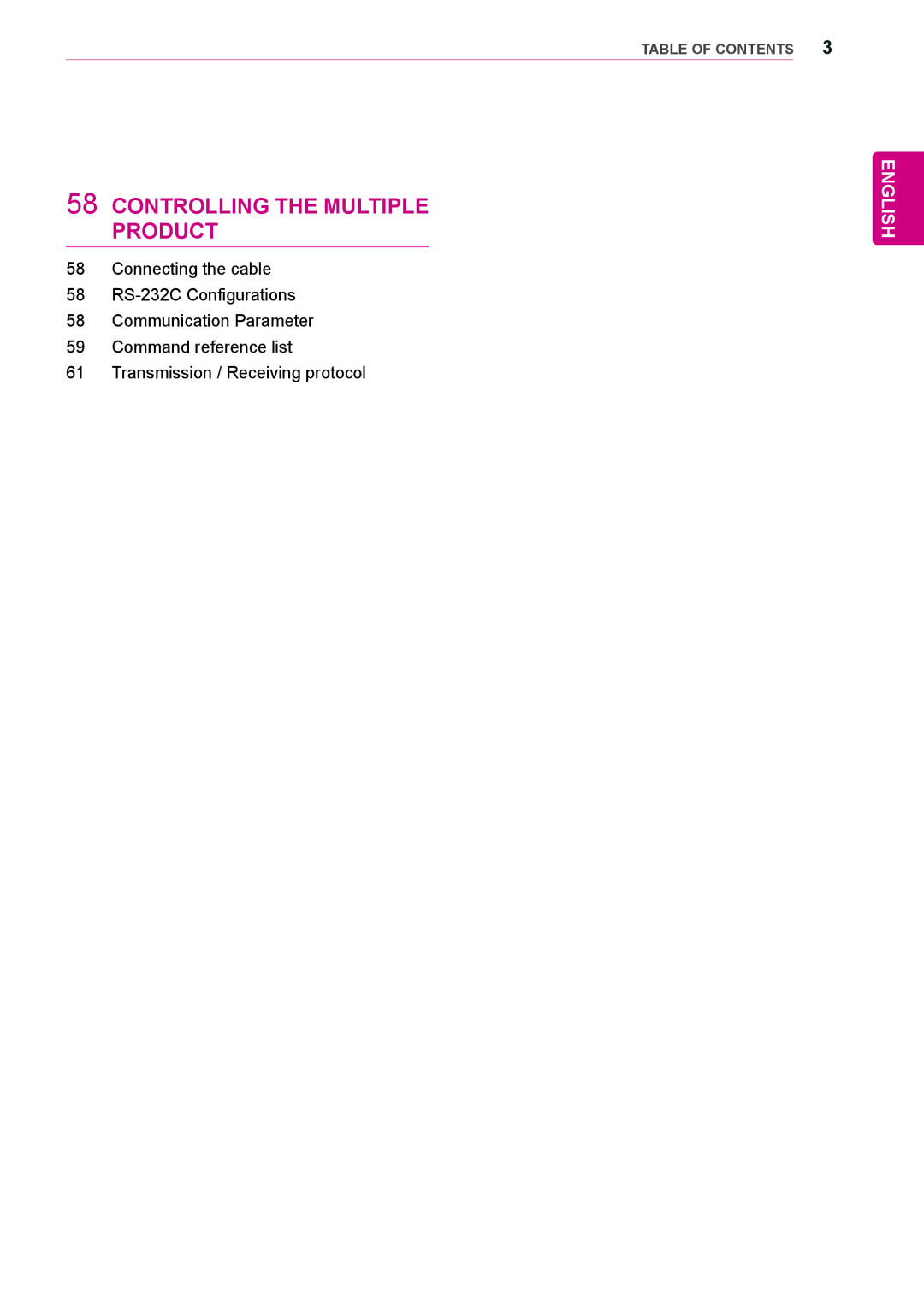 LG Electronics 38WR50MS owner manual Controlling the Multiple Product 