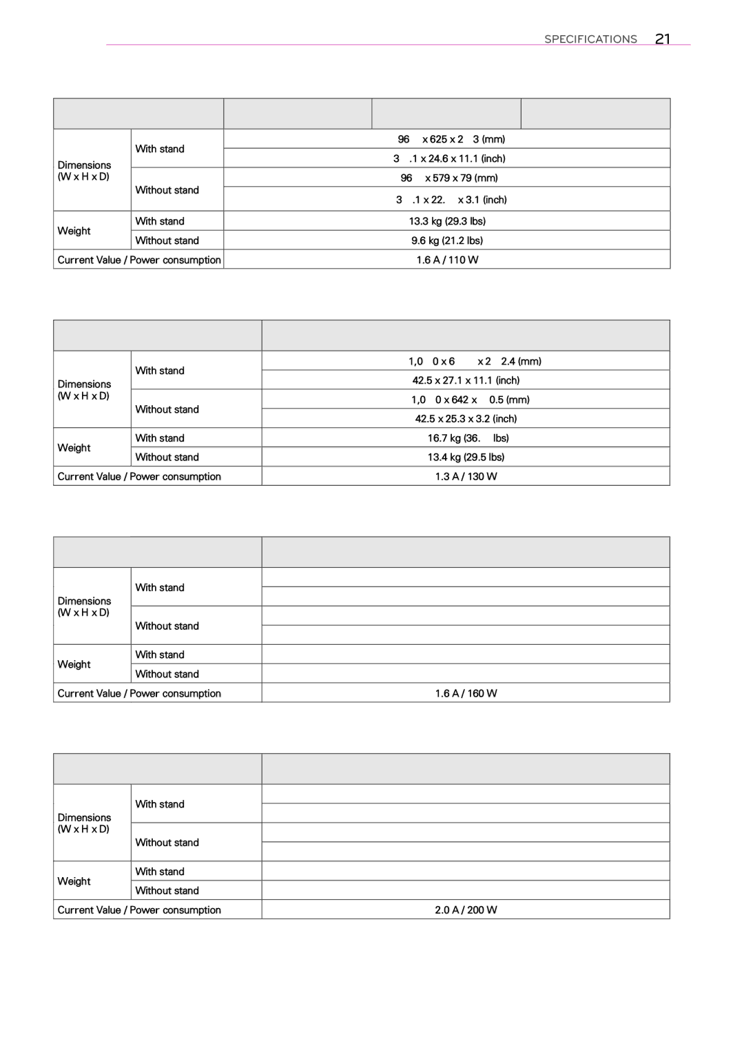 LG Electronics 32LP620H, 39LP645H, 32LP645H, 39LP620H, 37LP645H manual 42LP645H 42LP620H 42LP621H, 47LP645H, 55LP645H, 60LP645H 