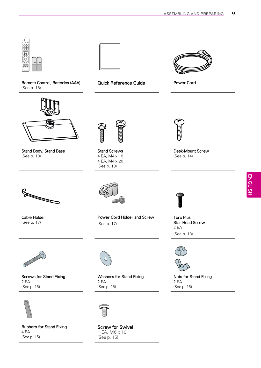 LG Electronics 39LP620H, 39LP645H, 32LP645H, 55LP645H, 47LP645H, 42LP645H, 60LP645H, 42LP621H, 42LP620H, 32LP620H EA, M6 x, See p 