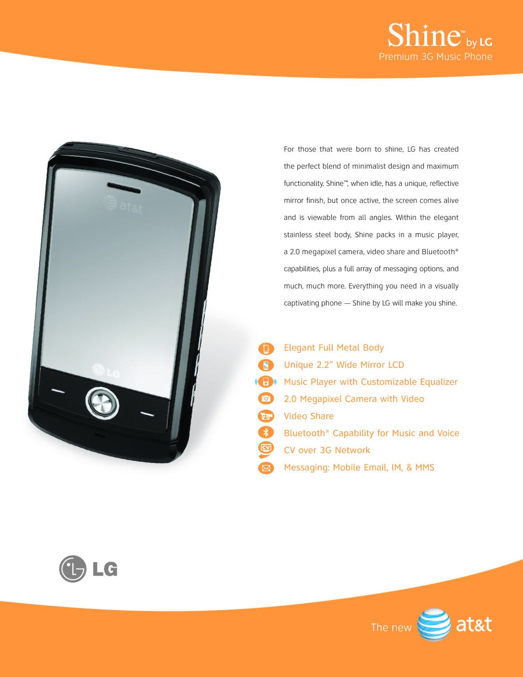 LG Electronics 3g manual Premium 3G Music Phone 