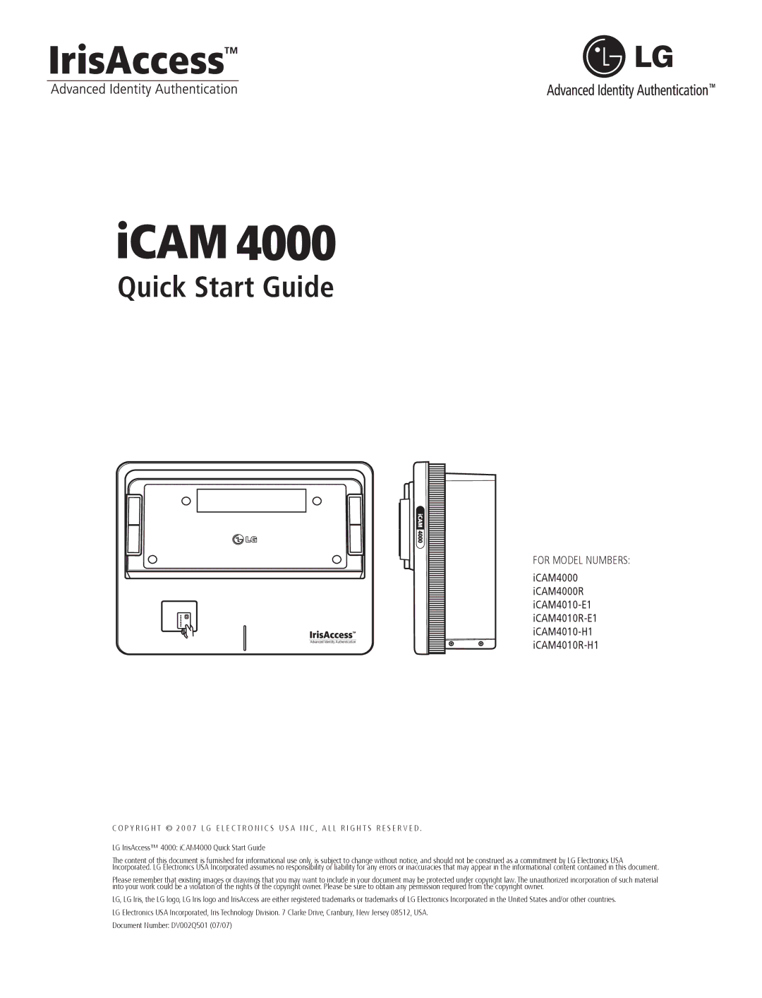 LG Electronics 4000 quick start Quick Start Guide 