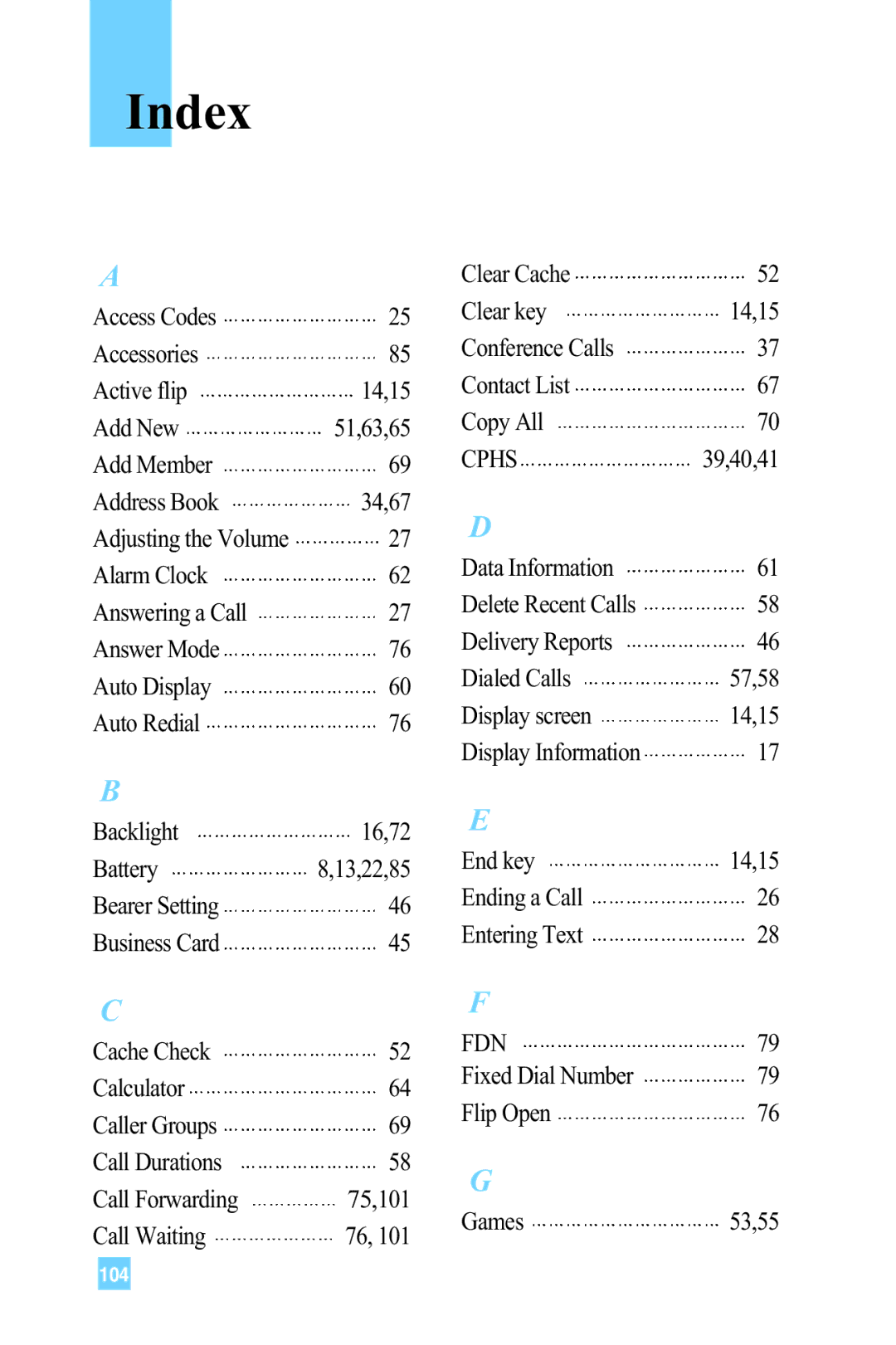 LG Electronics 4015 manual Index, Cphs 