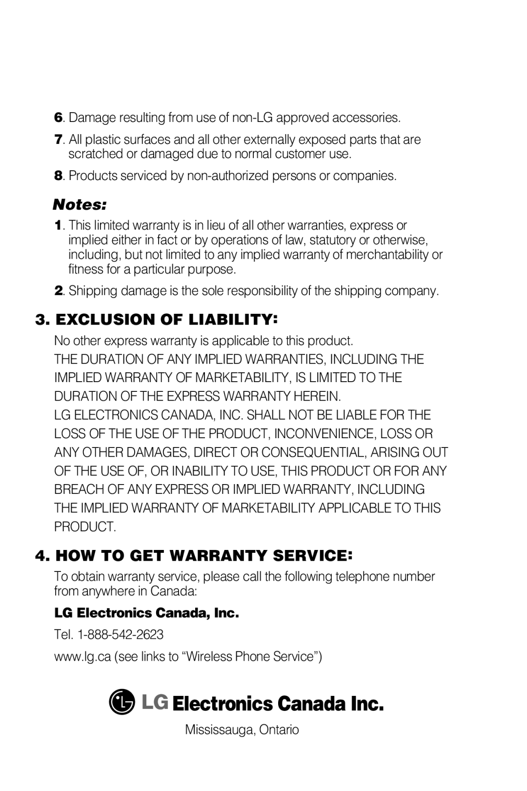 LG Electronics 4015 manual Electronics Canada Inc 