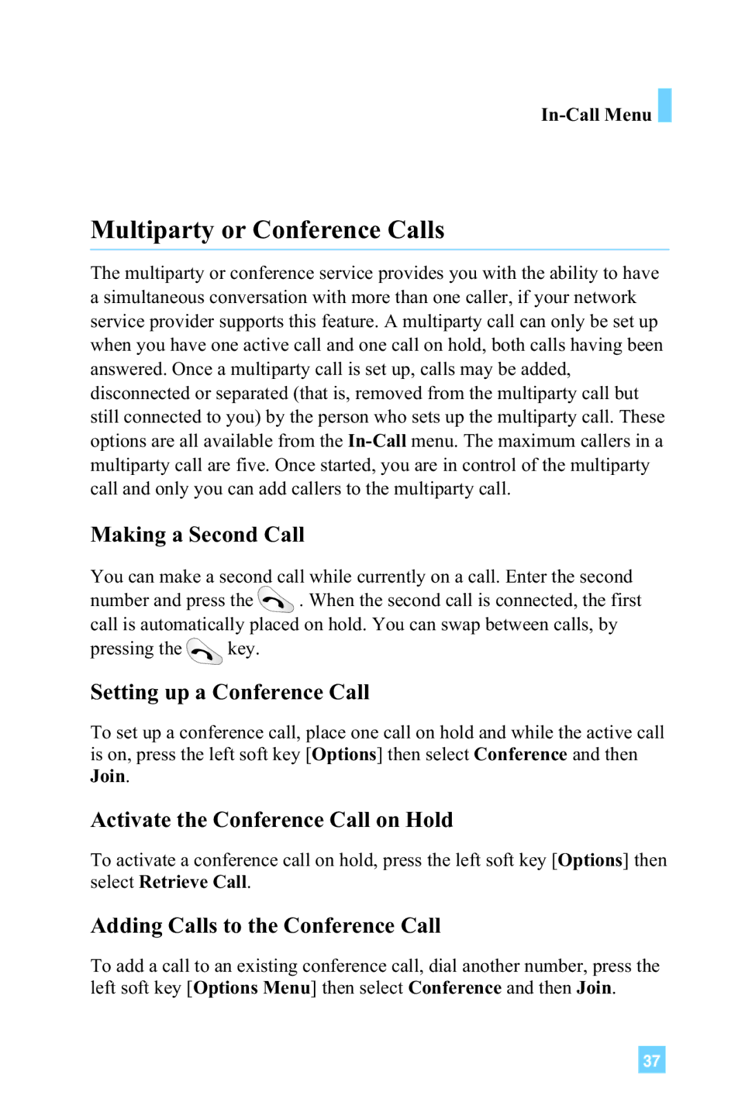 LG Electronics 4015 Multiparty or Conference Calls, Setting up a Conference Call, Activate the Conference Call on Hold 