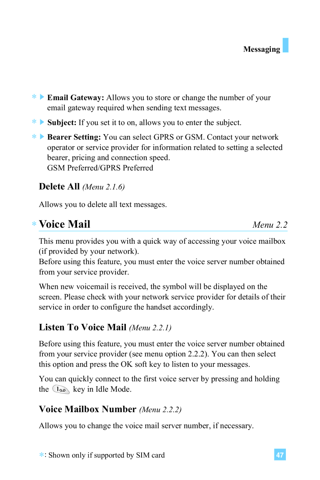 LG Electronics 4015 manual Listen To Voice Mail Menu, Voice Mailbox Number Menu, Delete All Menu 