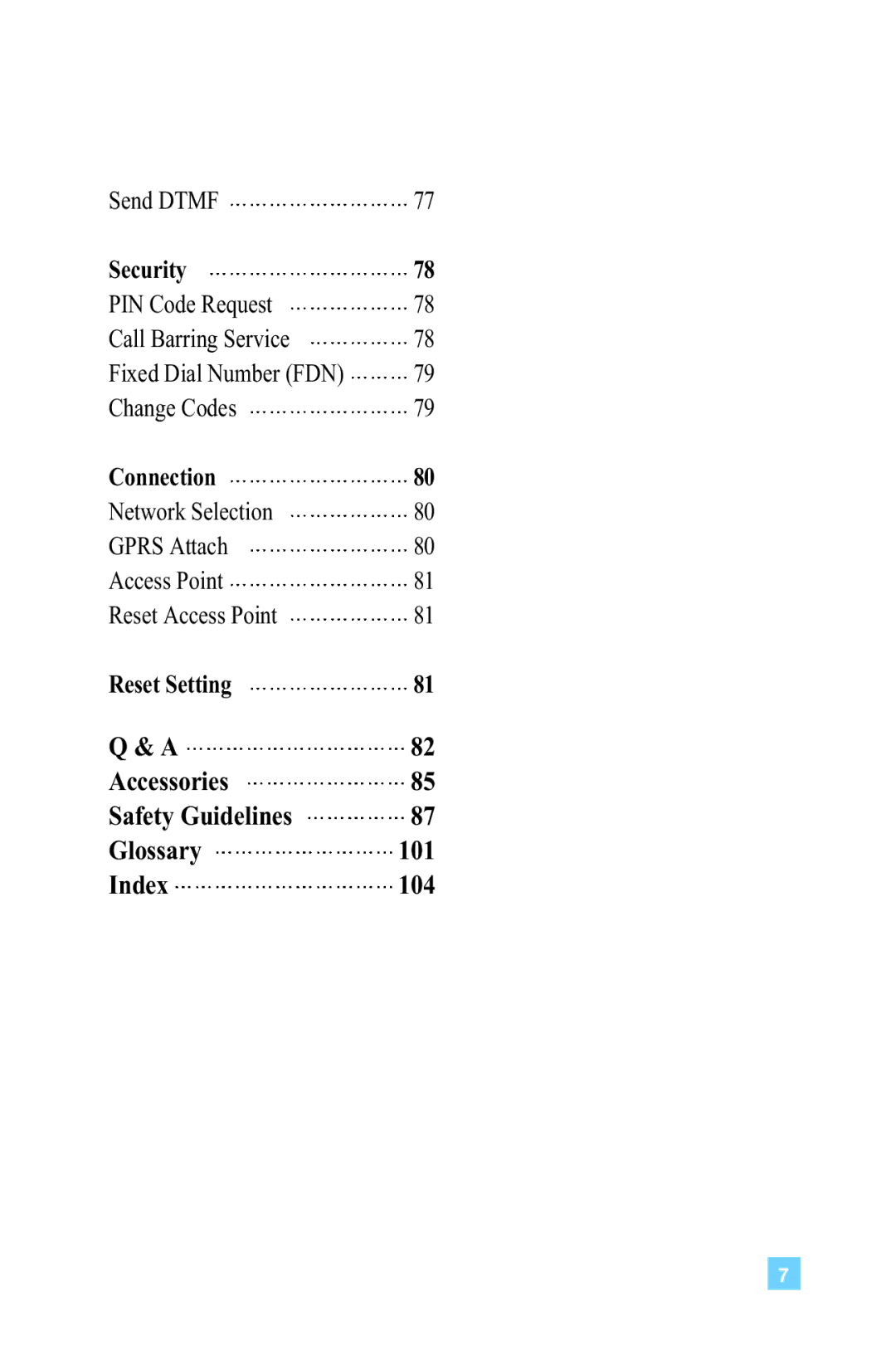 LG Electronics 4015 manual Accessories Safety Guidelines Glossary Index 