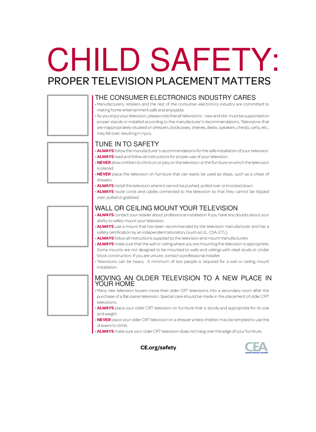 LG Electronics 40LF6300 setup guide Child Safety, CE.org/safety 