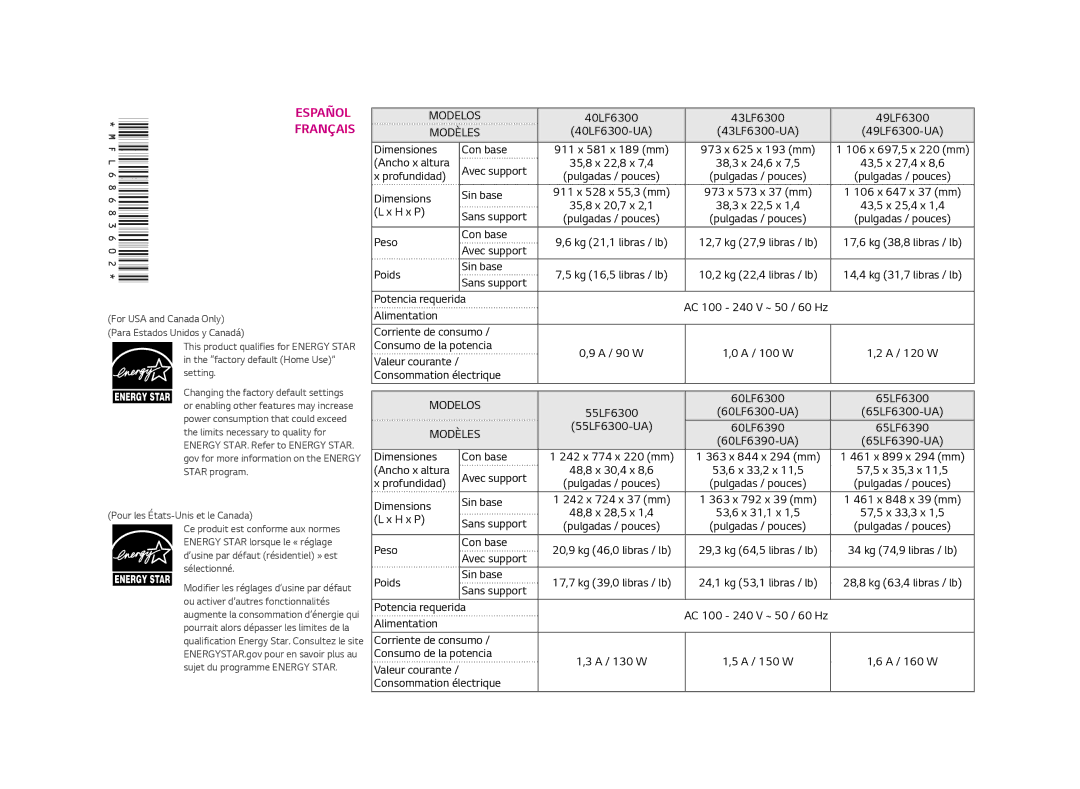 LG Electronics 40LF6300 setup guide Español 