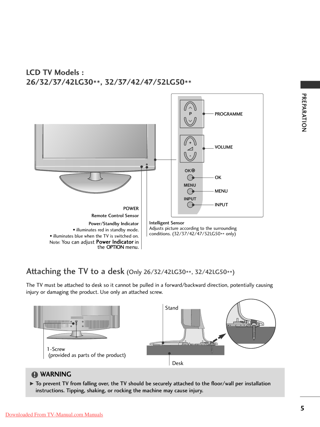 LG Electronics 42 2L LG G3 30, 42 2P PG G3 30, 42 2P PG G2 20 LCD TV Models 26/32/37/42LG30**, 32/37/42/47/52LG50 