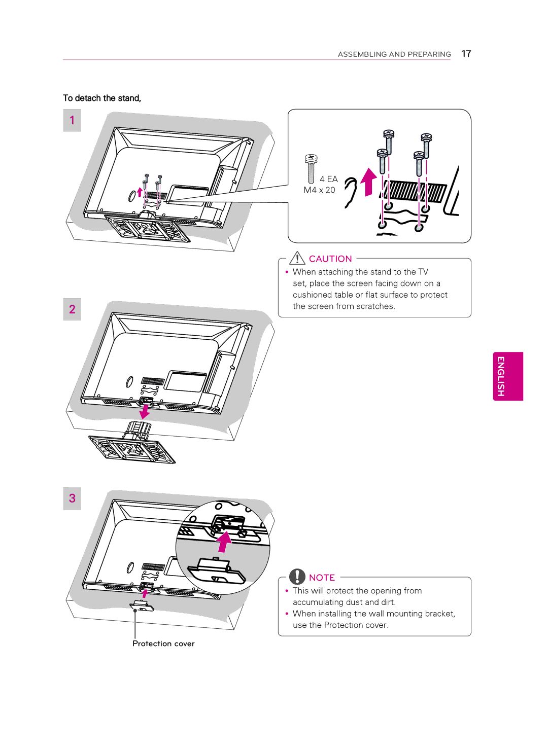 LG Electronics 47CM565, 42CM565 owner manual To detach the stand 