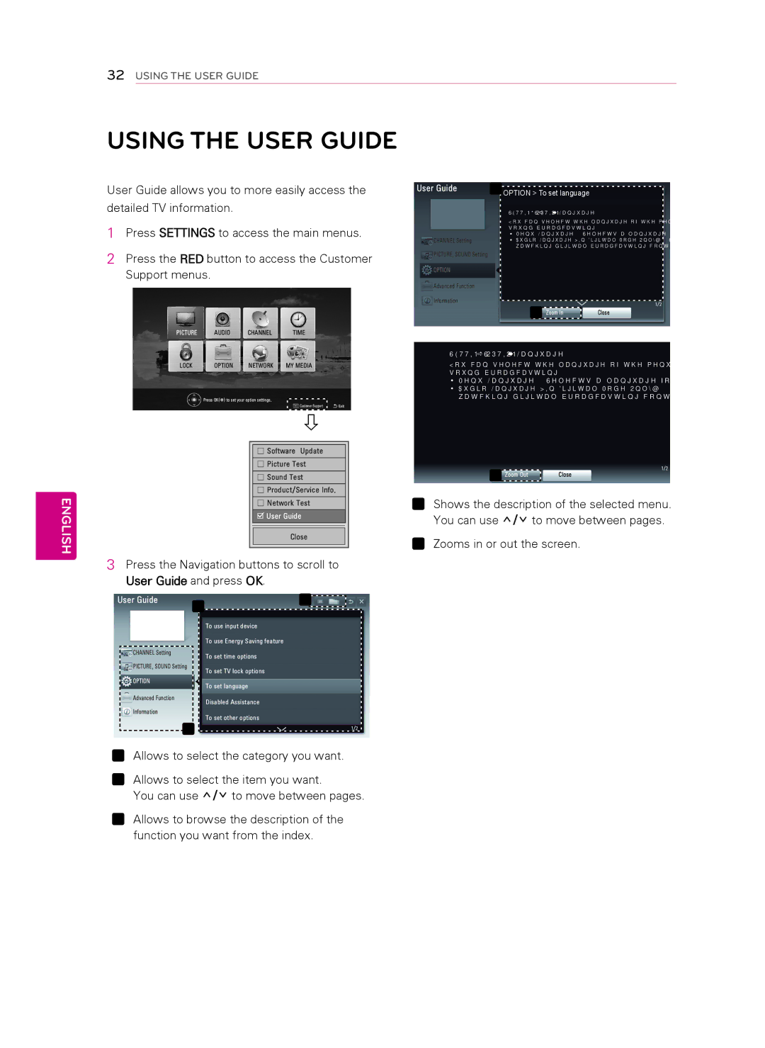 LG Electronics 42CM565, 47CM565 owner manual Using the User Guide 