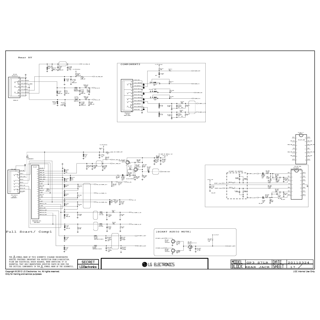 LG Electronics 42CS560-ZD Full Scart/ Comp1, GP3S7LR REAR JACK, Copyright 2012 LG Electronics. Inc. All rights reserved 