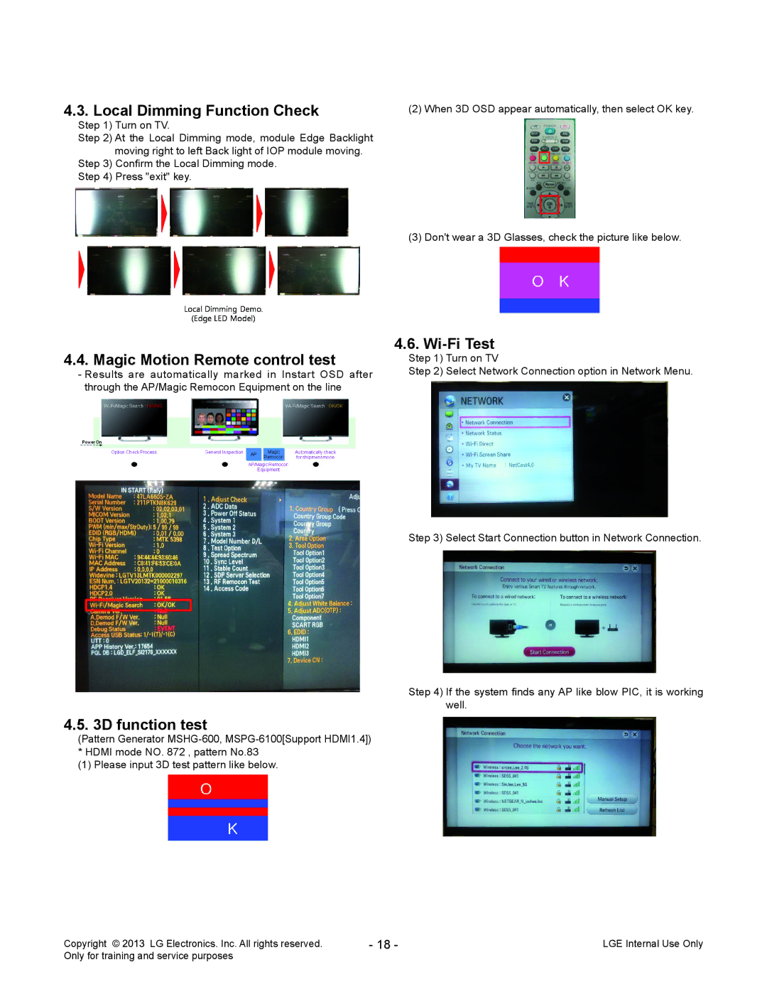 LG Electronics 42LA69**-Z* Local Dimming Function Check, Magic Motion Remote control test, Function test, Wi-Fi Test 