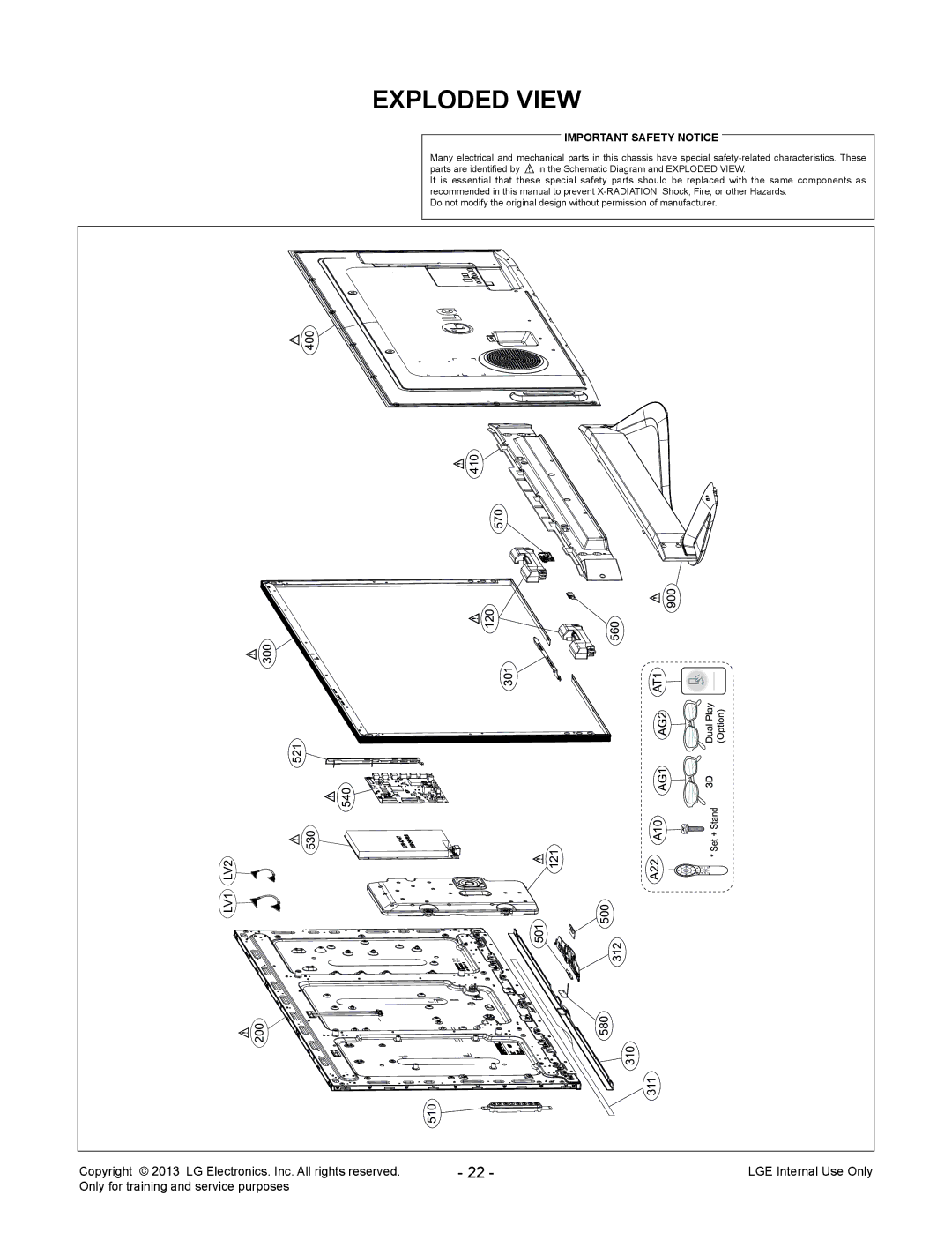 LG Electronics 42LA69**-Z* service manual Exploded View, Important Safety Notice 