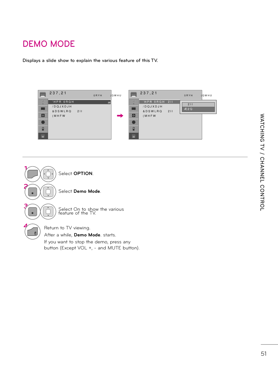 LG Electronics 32LD343H, 42LD343H, 37LD343H, 26LD343H, 32LD333H, 37LD333H owner manual Demo Mode 