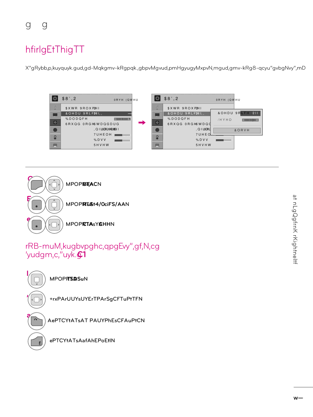 LG Electronics 32LD343H Adjustment for Clear Voice Level with selecting On, Menu Select Audio, Select On or Off 