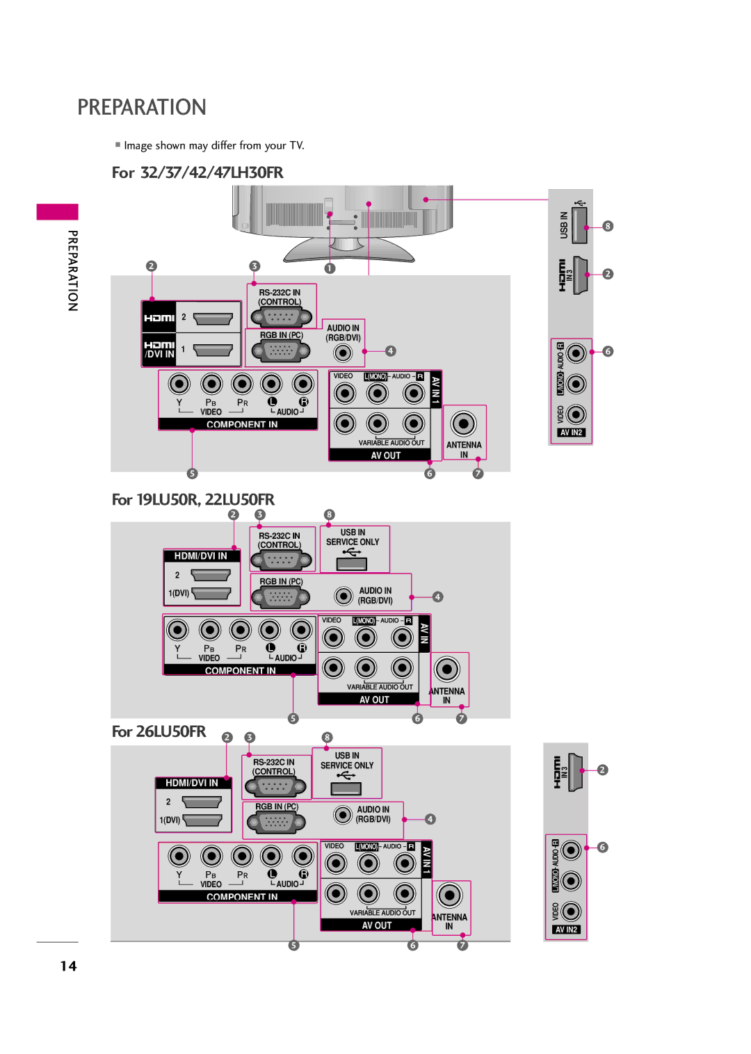 LG Electronics 32LF20FR, 42LF20FR, 37LH30FR, 37LH20R, 32LH30FR, 42LH50YR, 42LH30FR, 47LH50YR, 55LH50YR For 32/37/42/47LH30FR 