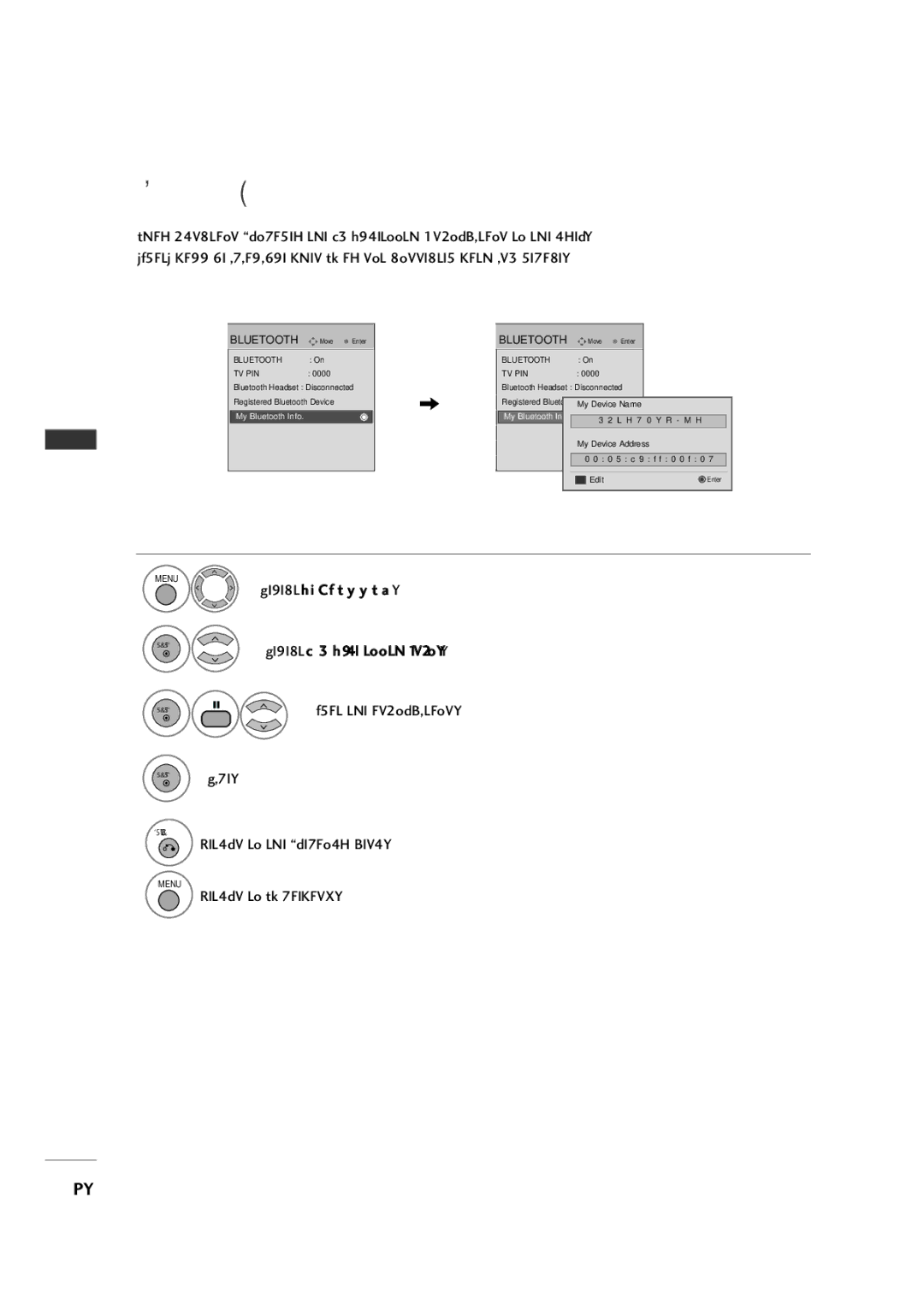 LG Electronics 47LH30FR, 42LF20FR, 37LH30FR, 37LH20R, 32LH30FR, 32LF20FR MY Bluetooth Information, Select My Bluetooth Info 