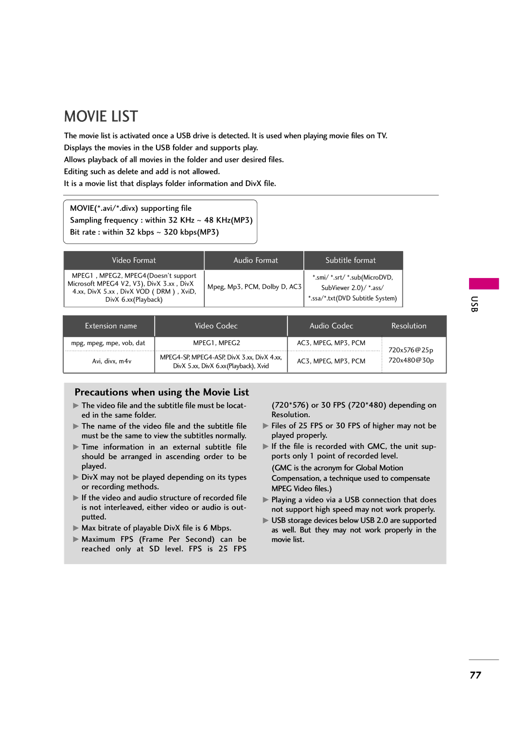 LG Electronics 47LH50YR, 42LF20FR, 37LH30FR, 37LH20R, 32LH30FR, 32LF20FR, 42LH50YR, 42LH30FR, 47LH30FR, 55LH50YR Movie List 