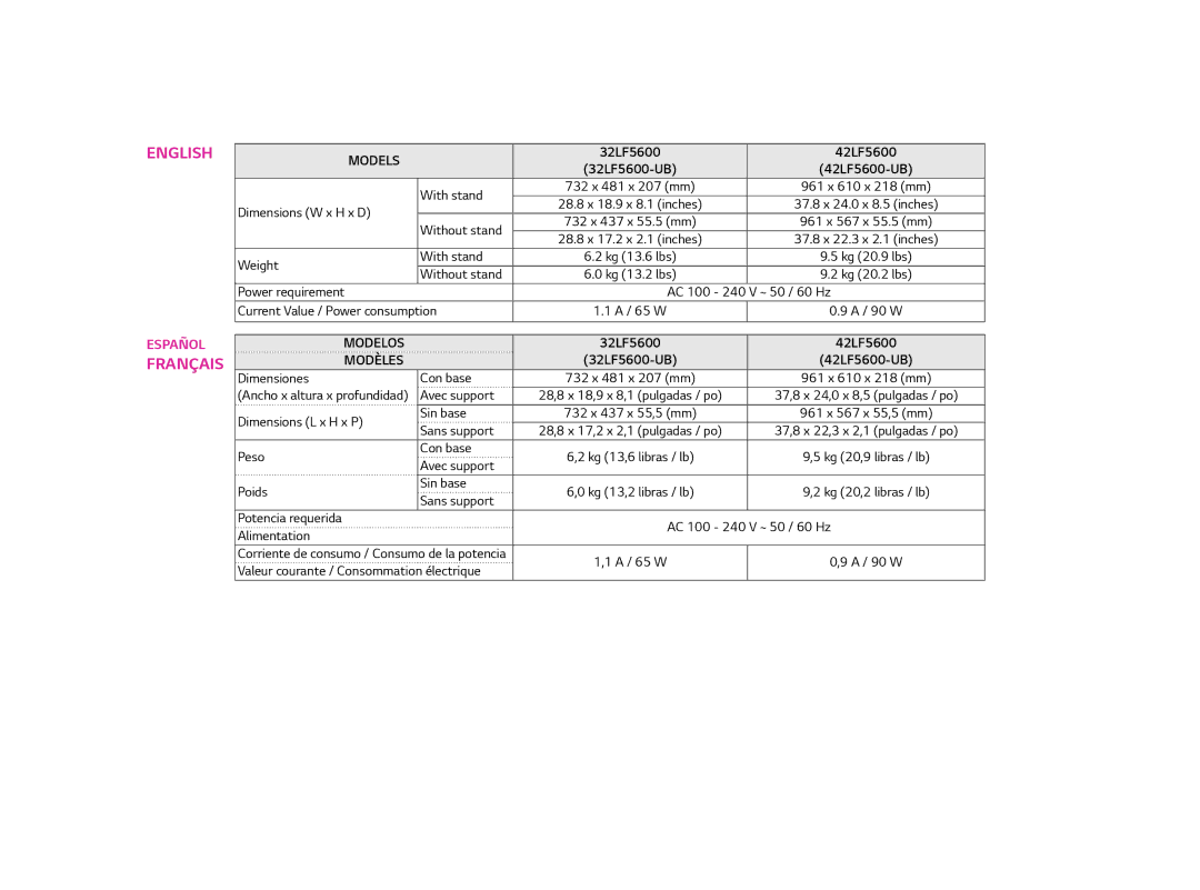 LG Electronics 42LF5600 owner manual English 