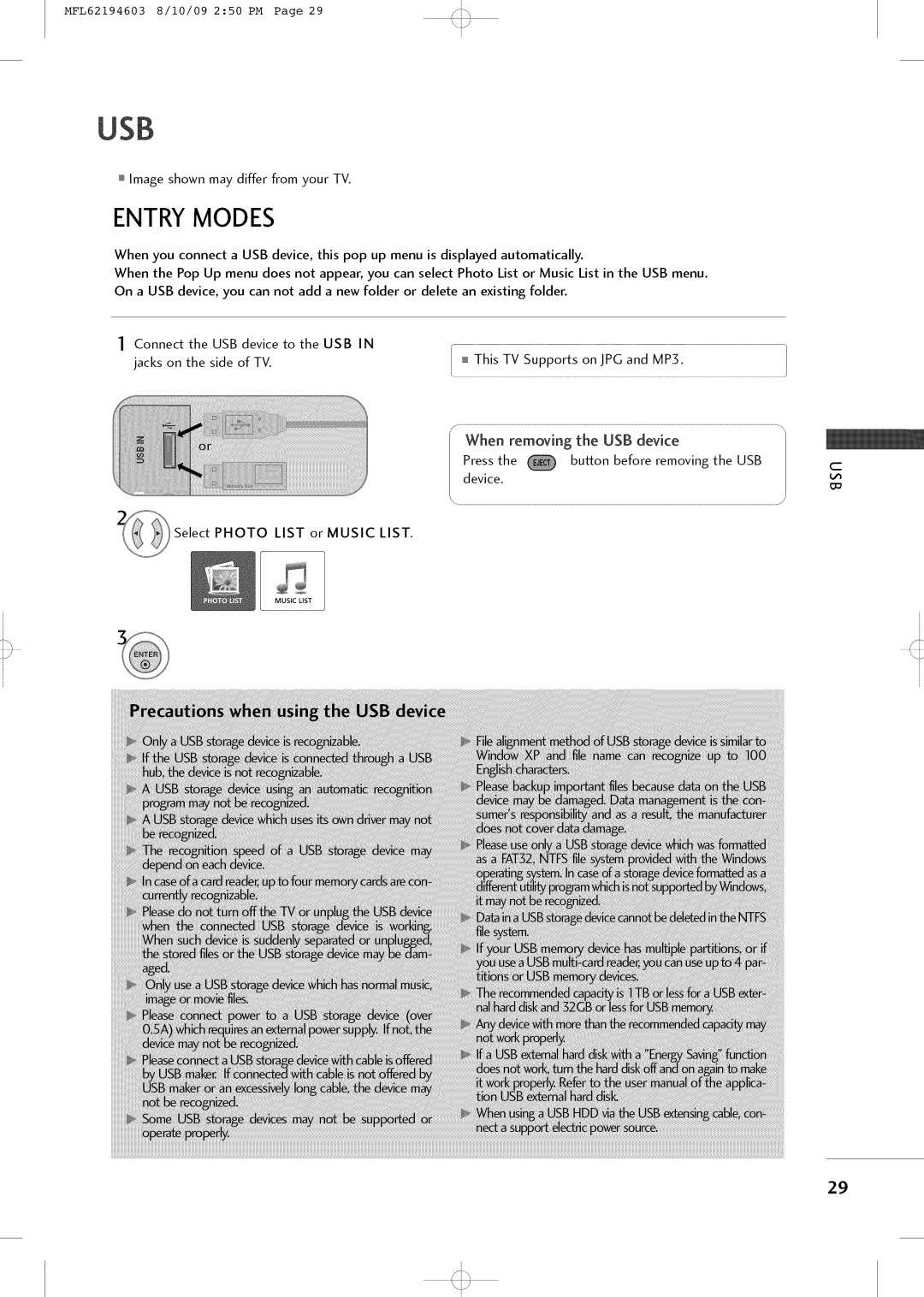 LG Electronics 42LH250H owner manual Entrymodes 