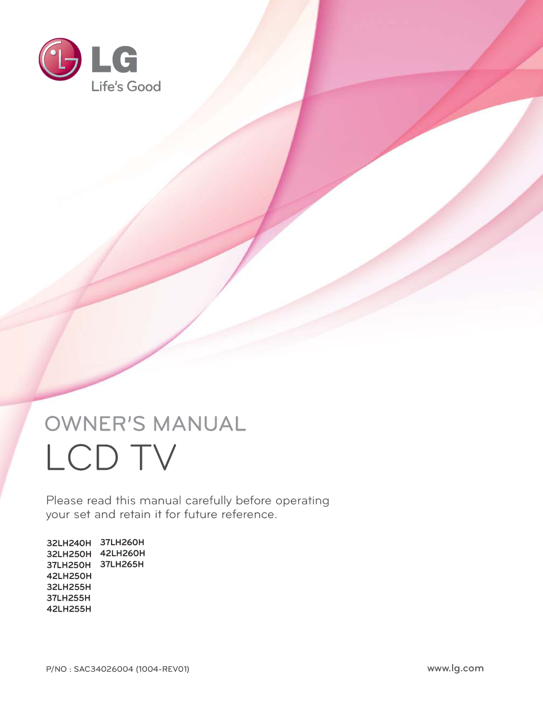 LG Electronics 42LH260H, 42LH255H, 42LH250H, 37LH250H, 37LH260H, 37LH255H, 37LH265H, 32LH250H, 32LH240H owner manual Lcd Tv 