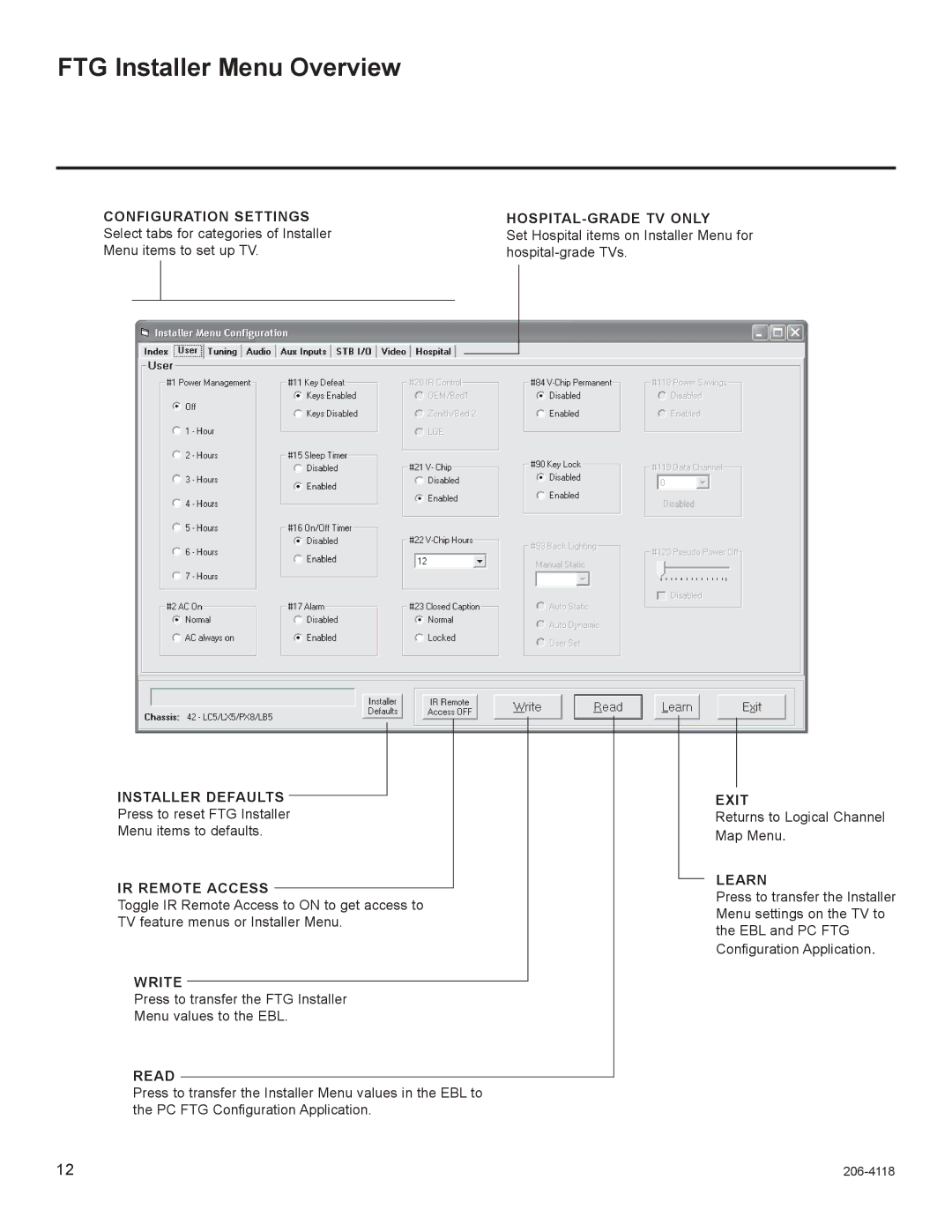 LG Electronics 37LH250H, 42LH255H, 42LH260H, 42LH250H, 37LH260H, 37LH255H, 37LH265H, 32LH250H FTG Installer Menu Overview 