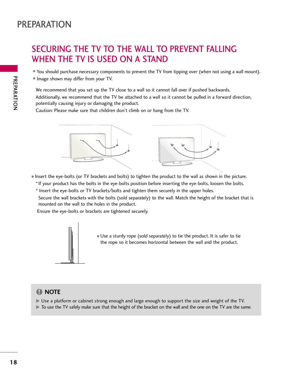 LG Electronics 37LH200C, 42LH300C, 42LH200C, 26LH200C, 26LH210C, 32LH210C, 32LH200C, 47LH300C owner manual Preparation 