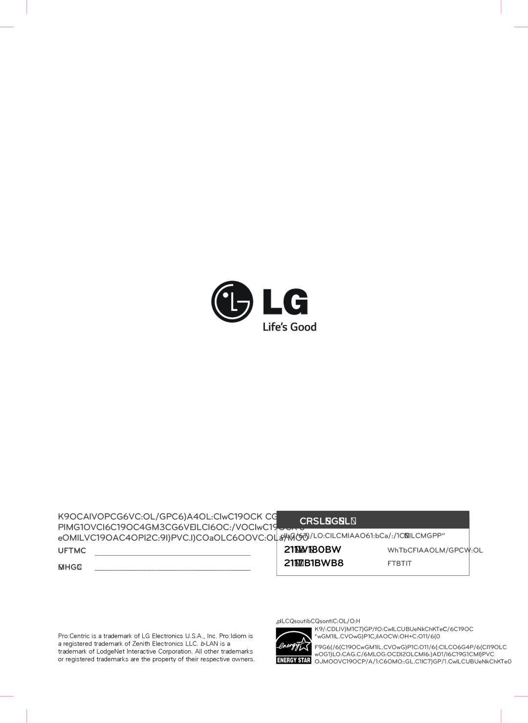 LG Electronics 42LQ640H manual LG Customer Information Center 