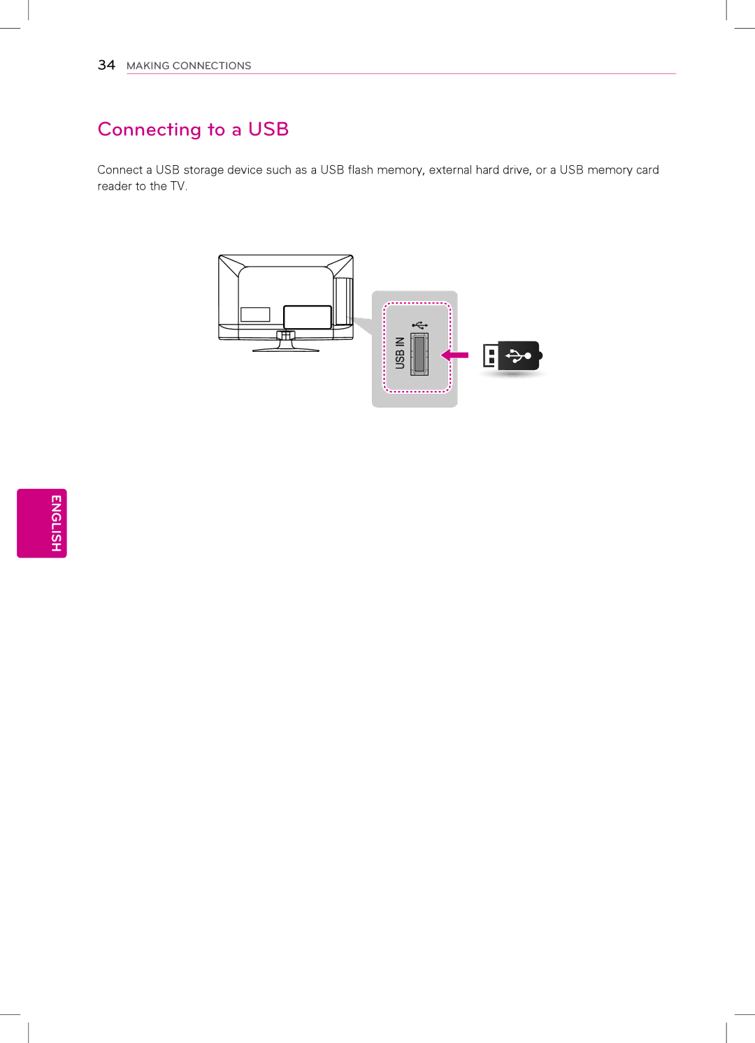 LG Electronics 32CS460, 42LS3400, 42LS3450, 32LS3500, 32LS3510, 22LS3500, 22LS3510, 26LS3500, 26LS3510 Connecting to a USB 