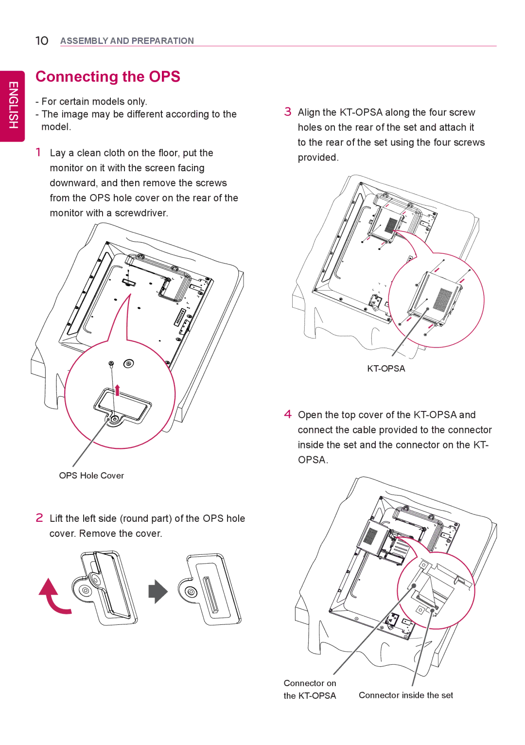 LG Electronics 42LS75A 49LS75A 55LS75A owner manual Connecting the OPS 