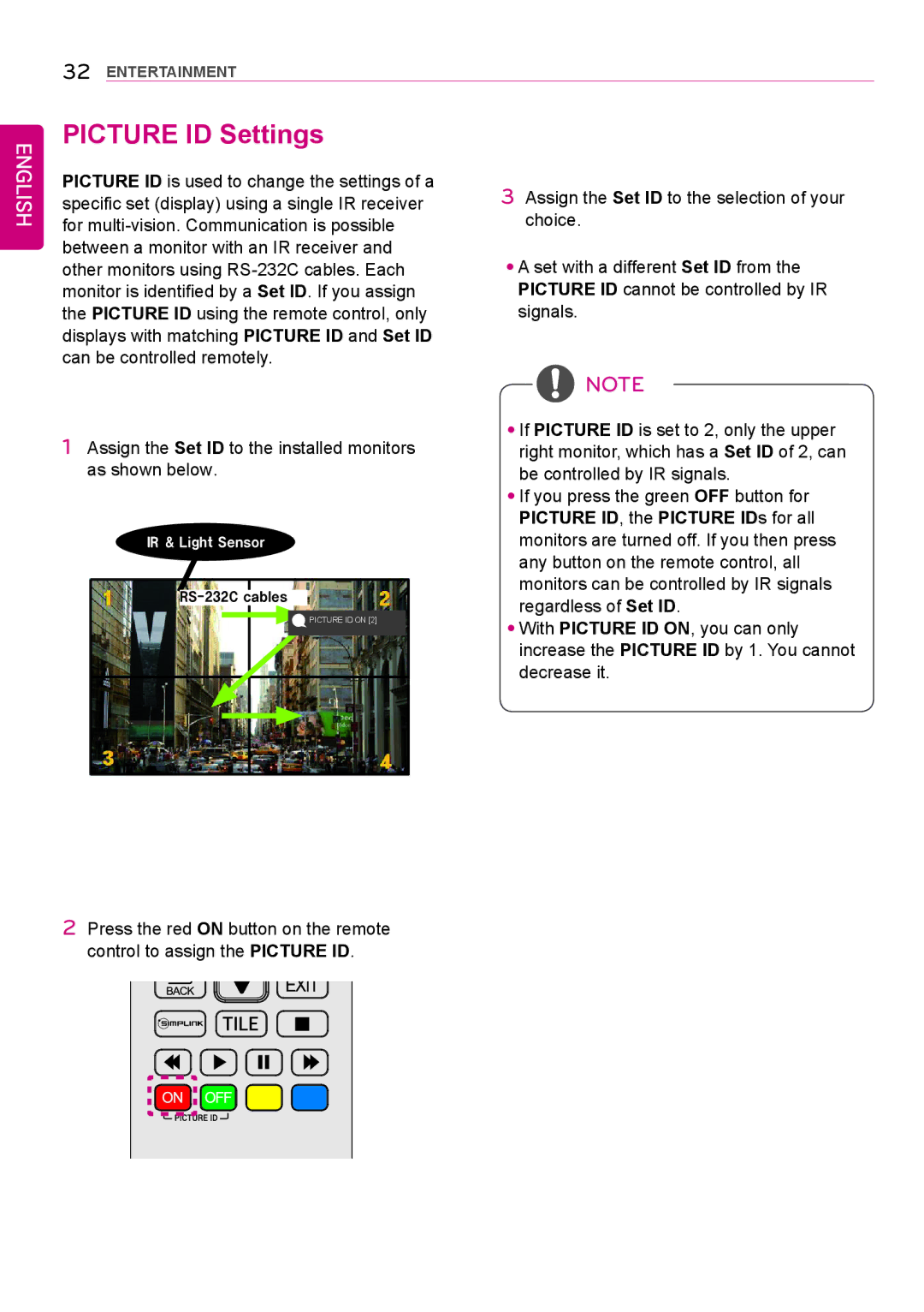 LG Electronics 42LS75A 49LS75A 55LS75A owner manual Picture ID Settings 